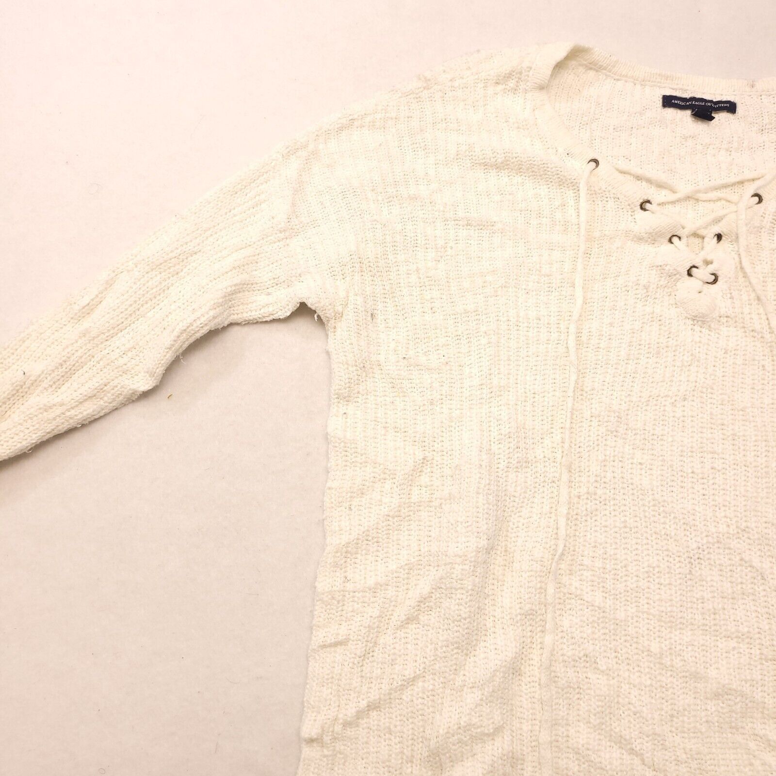 American Eagle Outfitters American Eagle Pullover Cotton Sweater Womens Size S White Size S / US 4 / IT 40 - 4 Thumbnail