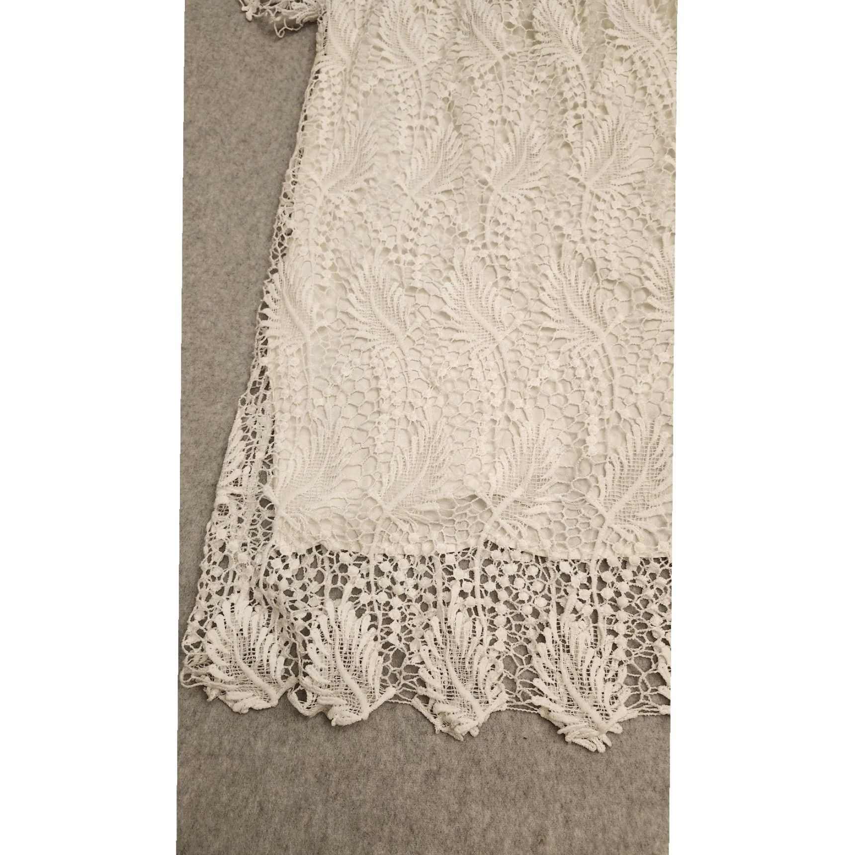 ASTR The Label ASTR the Label Shirt Womens Large Ivory Lace Off Shoulder Scalloped Flutter Sleeve Floral Lined ALD41768-003 Size L / US 10 / IT 46 - 3 Thumbnail