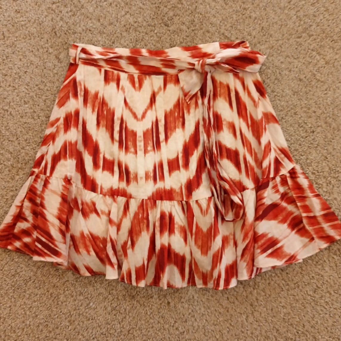 Banana Republic Banana Republic Skirt PXS Petites Short Red Geometric Flare Lined Belted Pull On Women Size 26" / US 2 / IT 38 - 7 Thumbnail