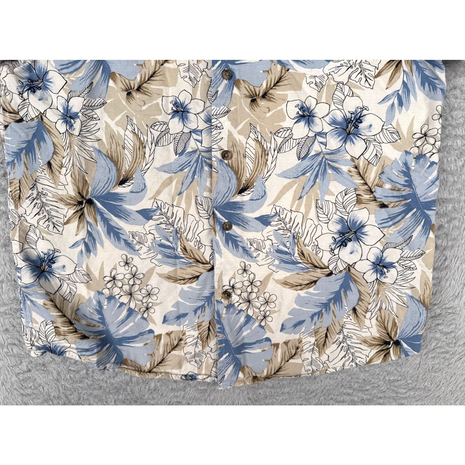 Olive Oliver & Burke Shirt Men Medium Blue Beige Floral Button Up Cotton Hawaiian Size US M / EU 48-50 / 2 - 5 Thumbnail