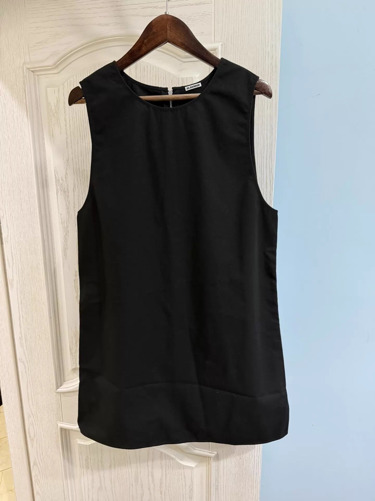 Jil Sander JIL SANDER Black Sleeveless Loose Knee-Up Dress 95New Size L / US 10 / IT 46 - 1 Thumbnail