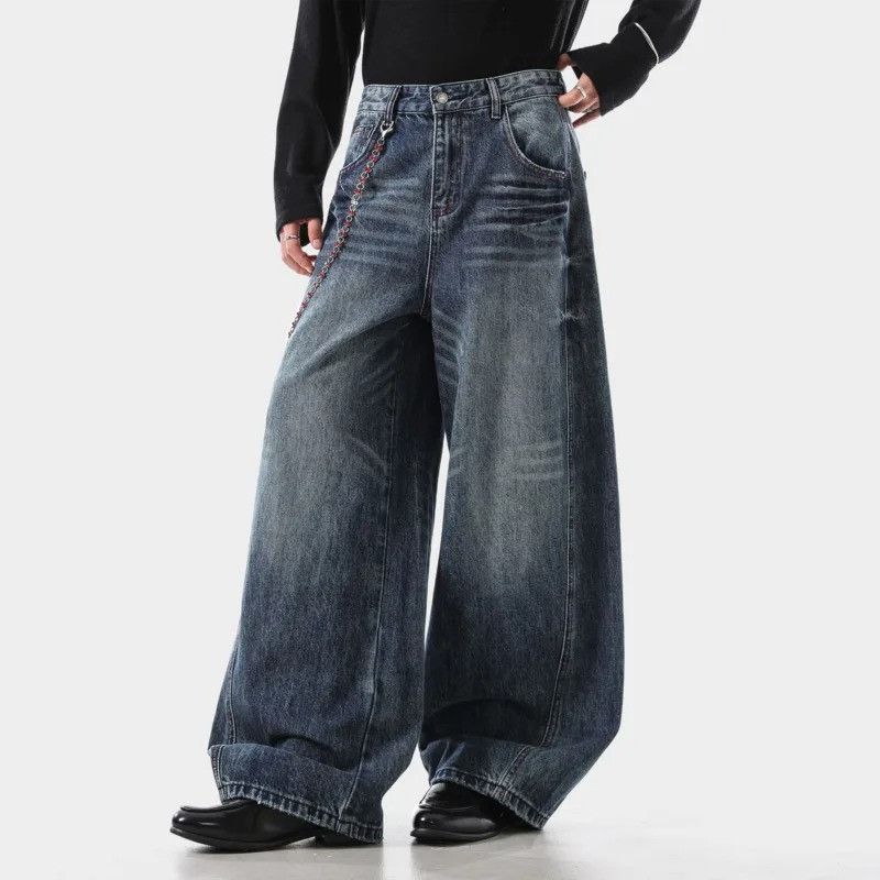 Jean Moustache Effect Wide Leg Jeans Size US 33 - 3 Thumbnail