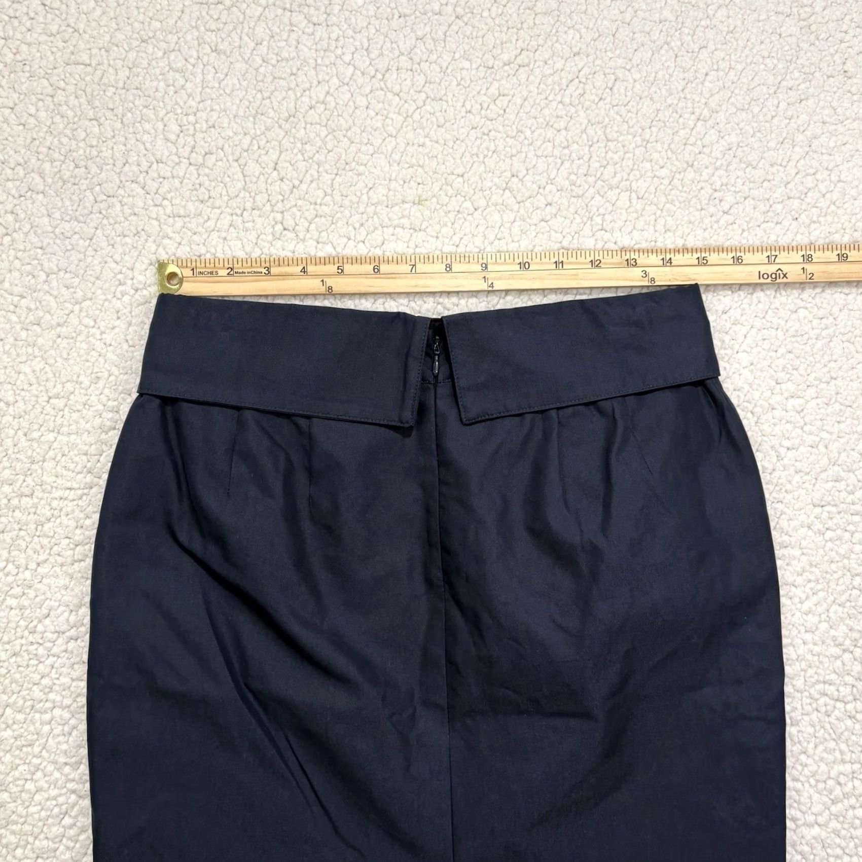 DKNY DKNY Skirt Pencil Navy Blue Knee Length Zip Back Belt Solid Career Office Regular 6 Women Size 28" / US 6 / IT 42 - 6 Thumbnail