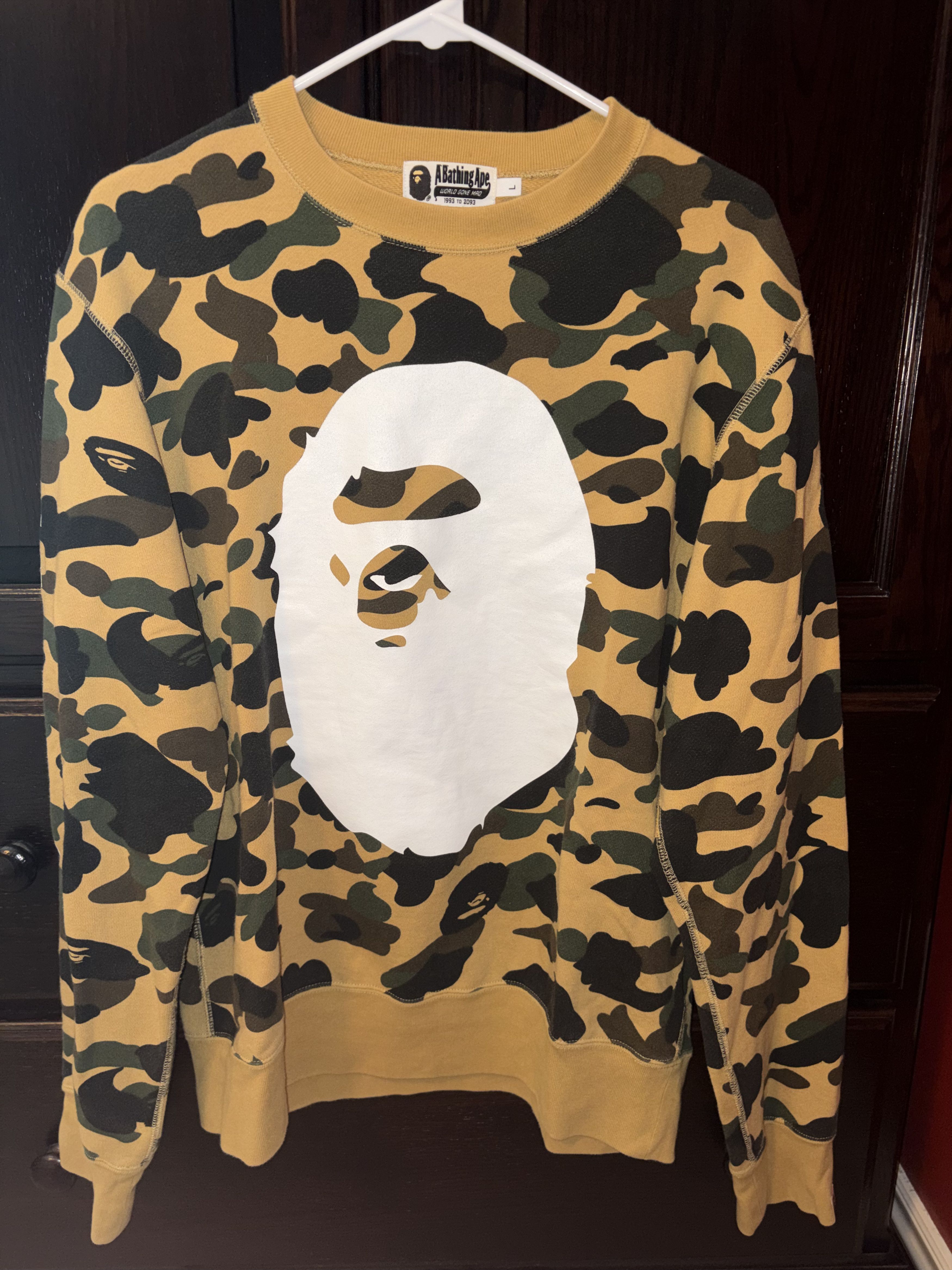 Bape Bathing Ape Big Ape Crewneck Yellow Camp Size US L / EU 52-54 / 3 - 1 Thumbnail