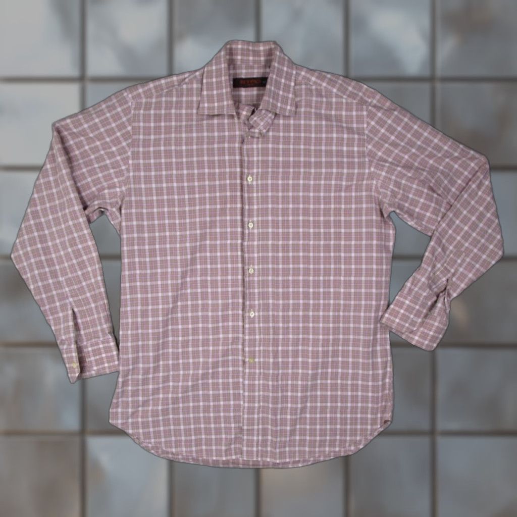 Etro ETRO Shirt Mens 42 Purple Button-Up Long Sleeve Check Knit 100% Cotton Made in Italy Size US XL / EU 56 / 4 - 1 Thumbnail