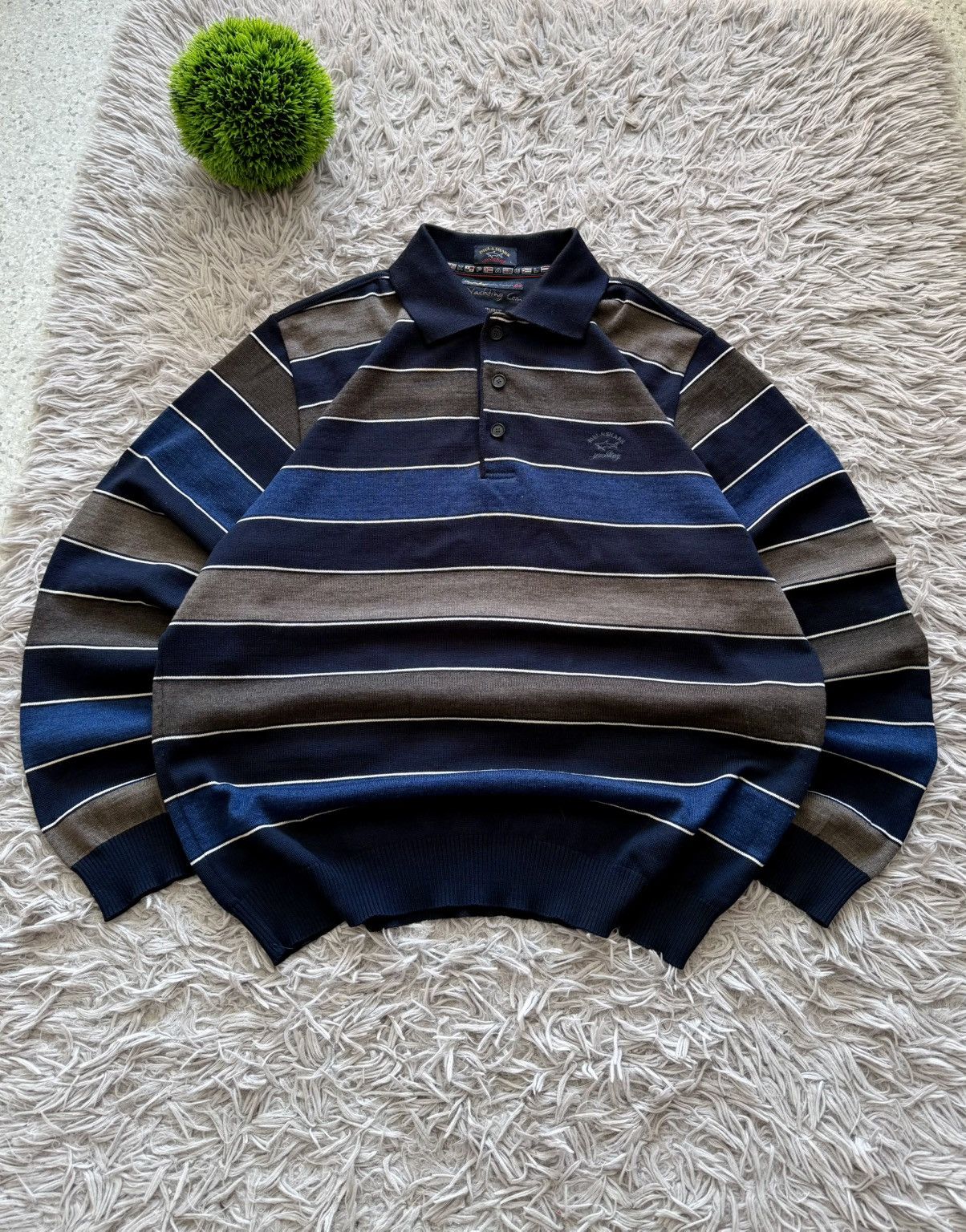 Paul & Shark 00s Paul & Shark Yachting Striped Knit Polo Sweater Casuals Size US L / EU 52-54 / 3 - 7 Thumbnail