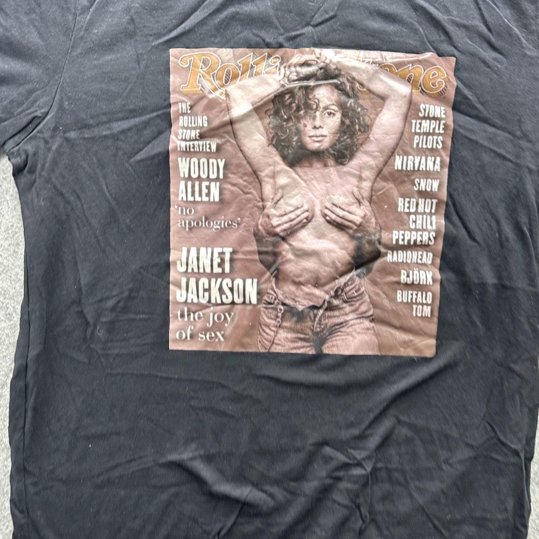 Vintage Janet Jackson Rolling Stone Shirt Mens Large Black Graphic Music Tee Cover Size US L / EU 52-54 / 3 - 5 Thumbnail
