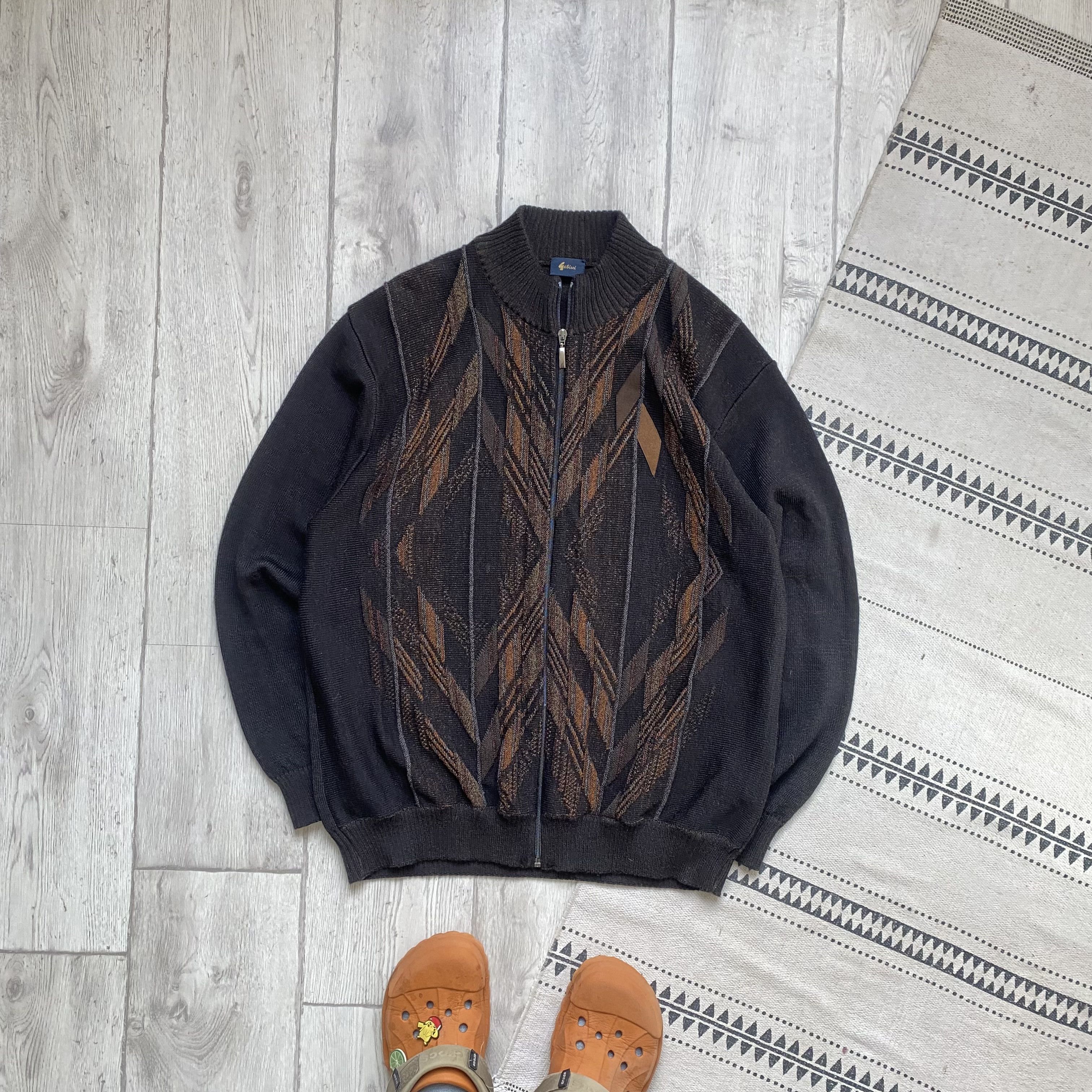 Carlo Colucci Vintage 90s Oldmoney Wool cable knit sweatet full zip coogi Size US L / EU 52-54 / 3 - 1 Thumbnail