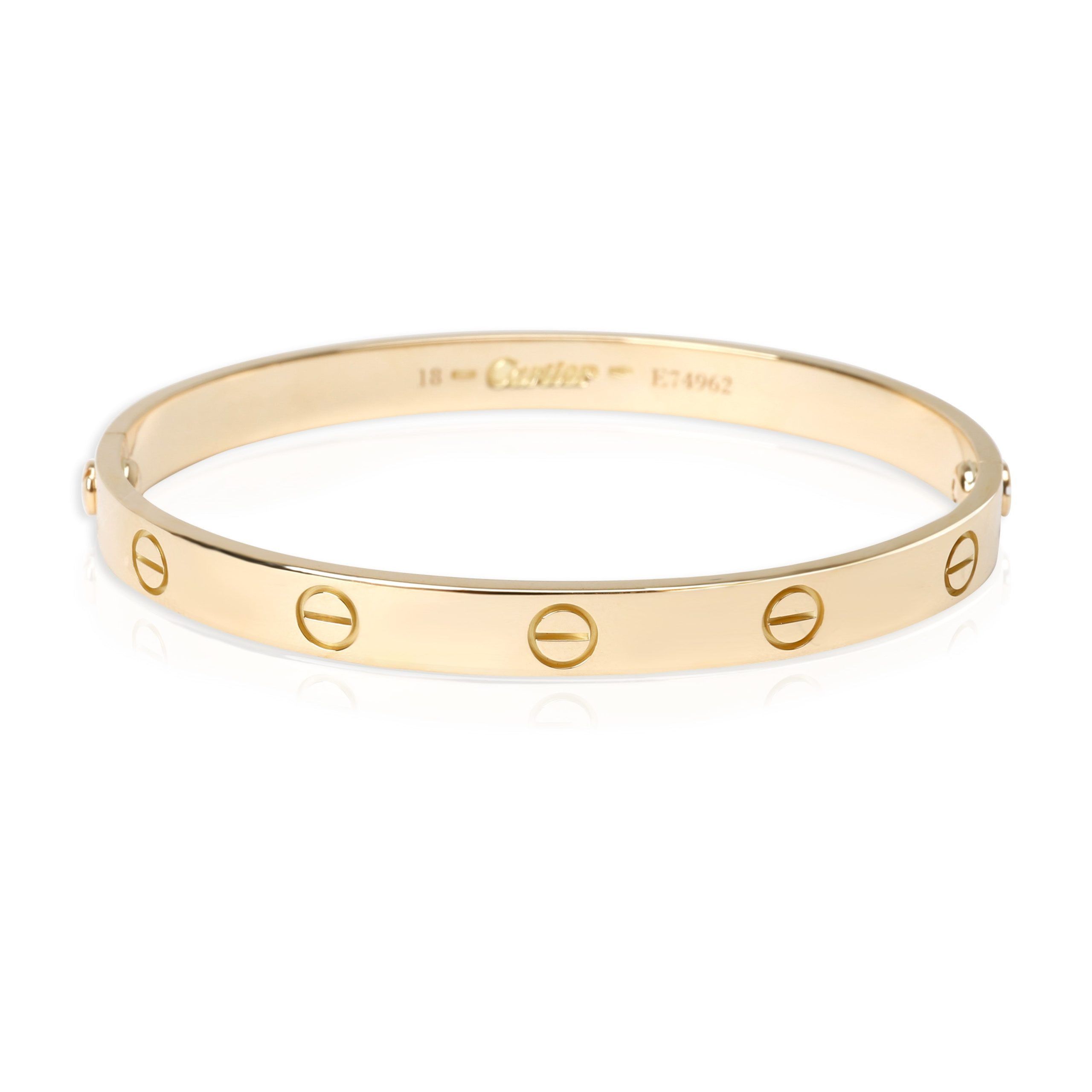 image of Vintage Cartier Love Bracelet In 18K Yellow Gold Size 18, Women's