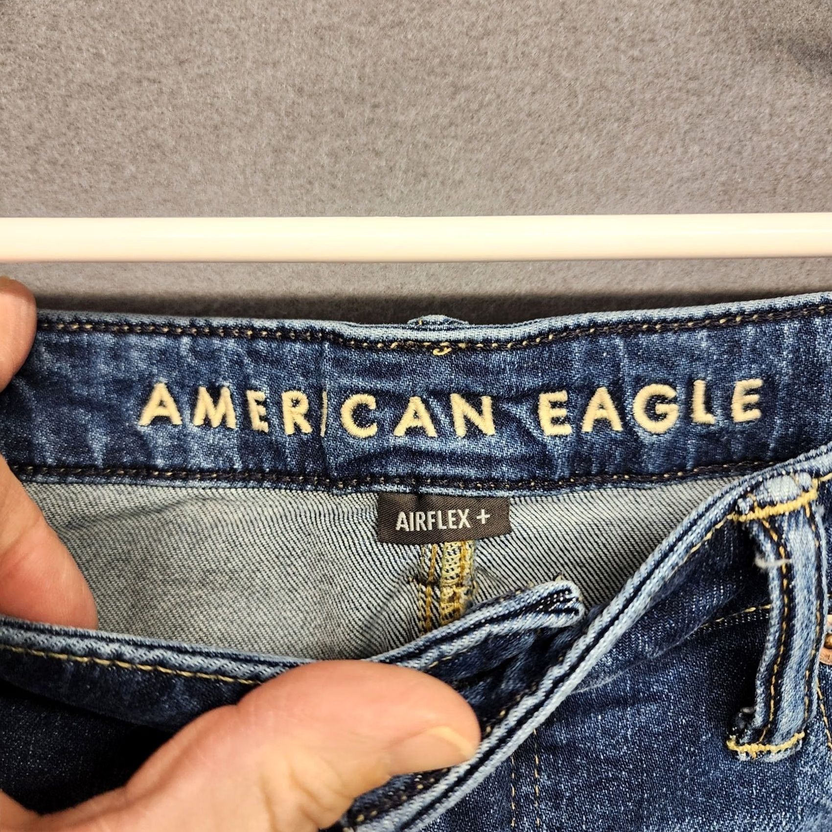 Vintage American Eagle Mens Jeans 31x30 Slim Airflex Blue Stretch Tagged 33x32 Size US 31 - 3 Thumbnail
