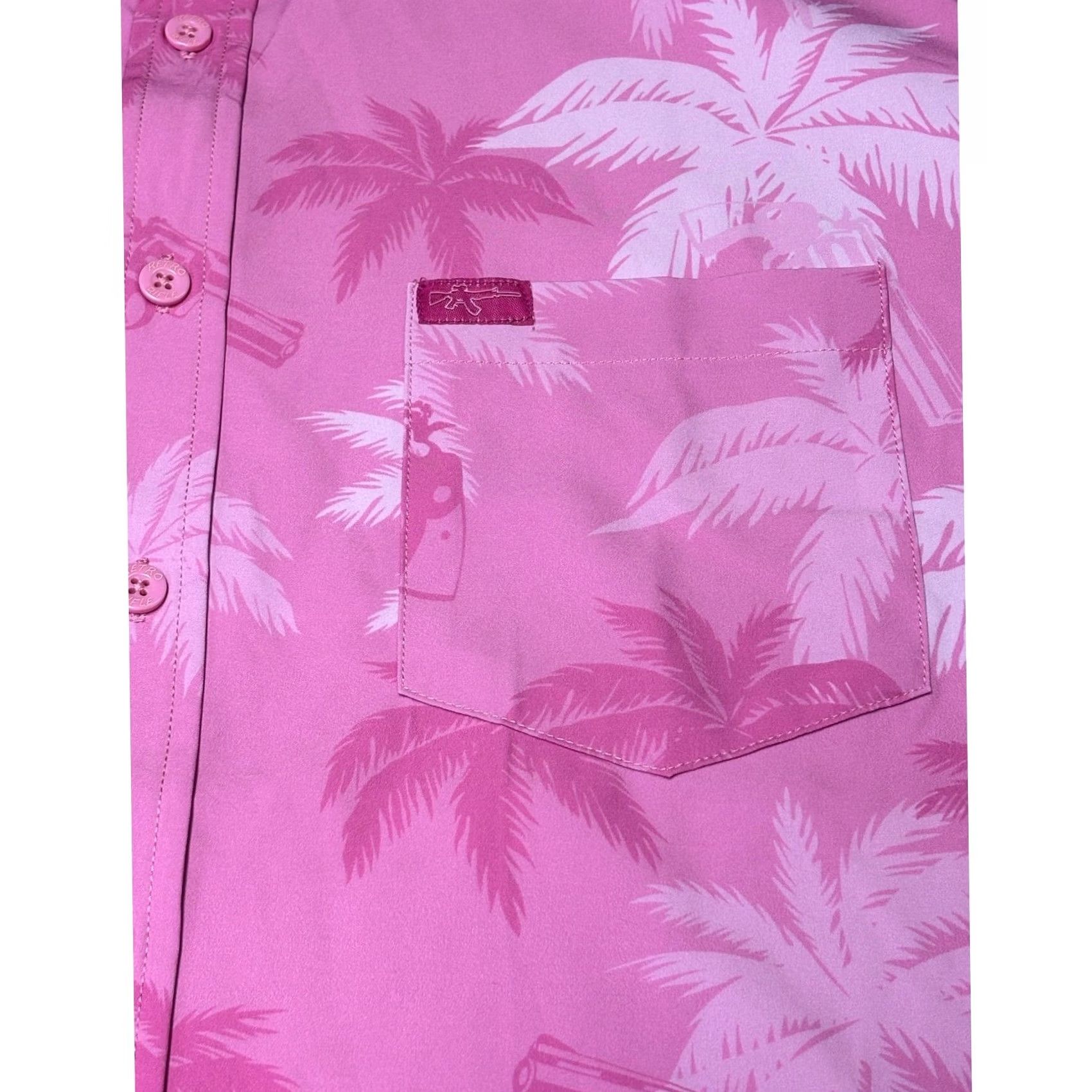 Vintage Retro Rifle Vice City Pink Palm Tree Revolver Button-Down Shirt Mens L Size US L / EU 52-54 / 3 - 2 Thumbnail