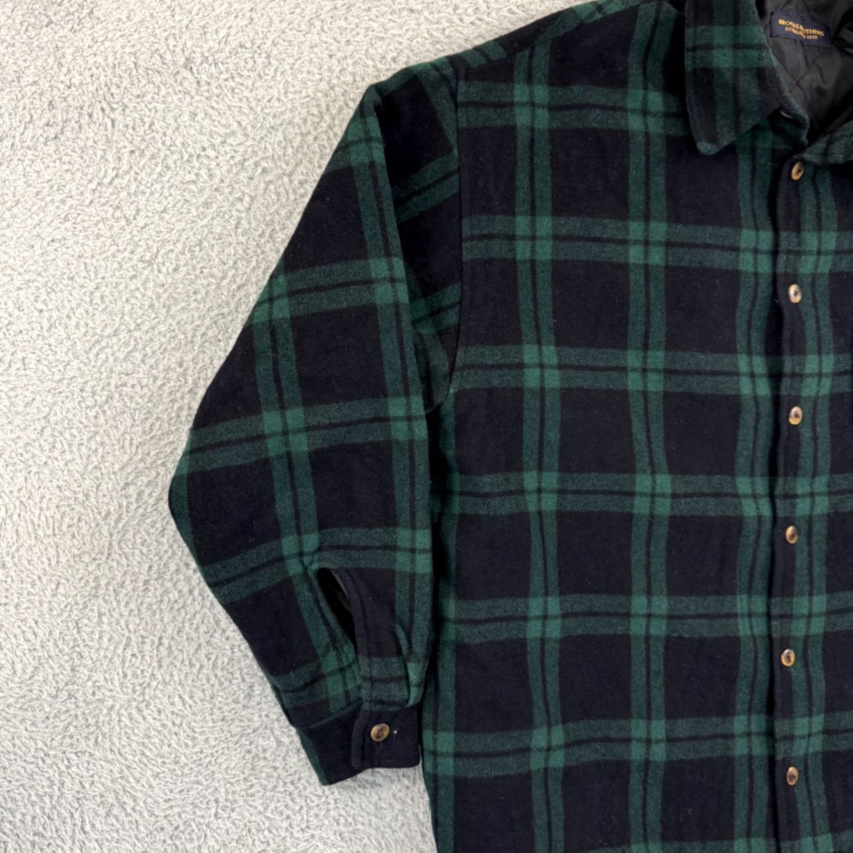 Brooks Brothers Vintage Brooks Brothers Shacket Mens L Flannel Button Quilted Wool Black Watch Size ONE SIZE - 4 Thumbnail