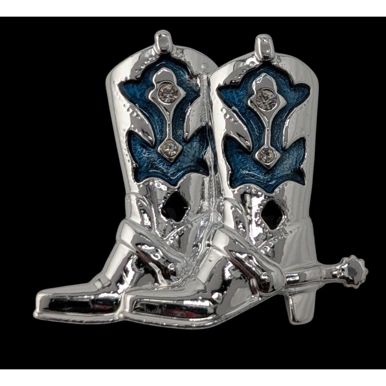 Other Western Rhinestone Cowboy Boot Enamel Brooch Size ONE SIZE - 1 Thumbnail