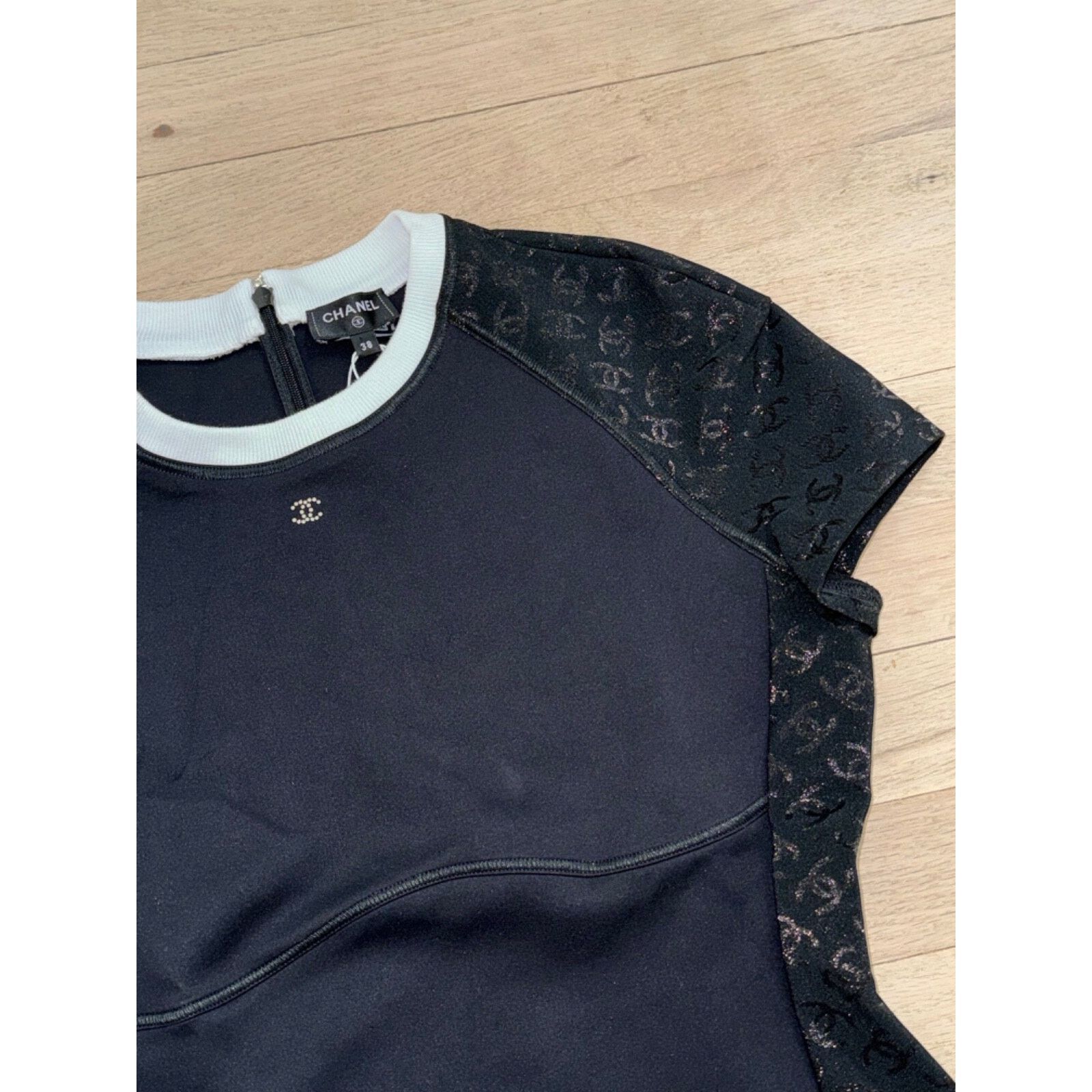 Chanel Chanel 24C Black White Neoprene Jersey Top T Shirt 38 Size XS / US 0-2 / IT 36-38 - 8 Thumbnail