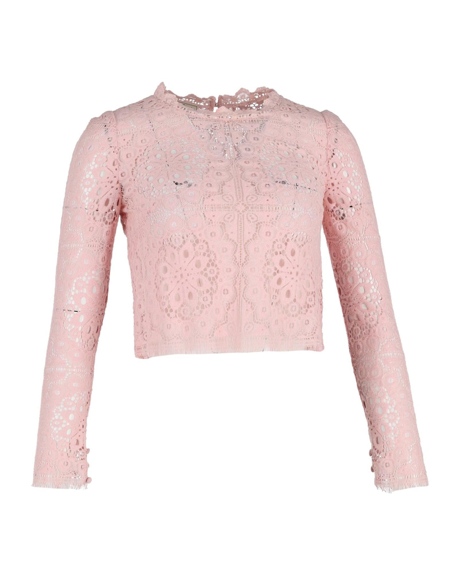 image of Pink Cotton Lace Cropped Top By Temperley London, Women's (Size Small)