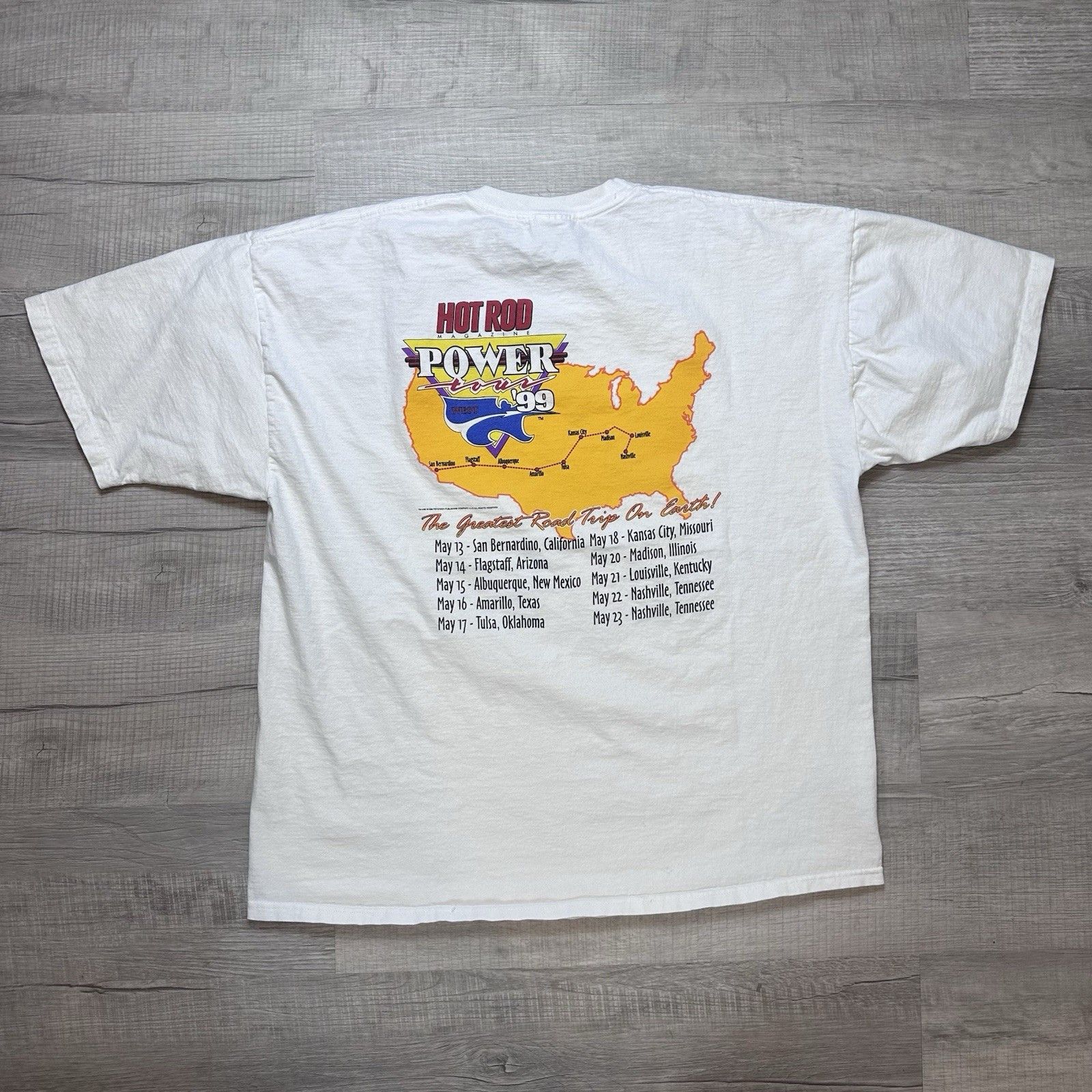 Vintage Vintage 90s Hot Rod Power Tour '99 Graphic T-Shirt Mens XL Size US XL / EU 56 / 4 - 7 Thumbnail