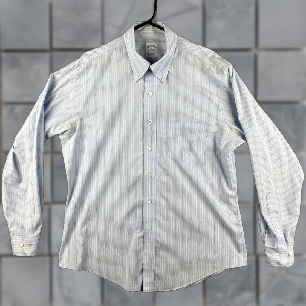 Brooks Brothers VINTAGE Brooks Brothers Button-Up Shirt Mens L Blue Pinstriped Slim Long Sleeve Size US L / EU 52-54 / 3 - 1 Thumbnail