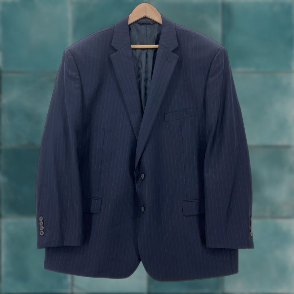 Ralph Lauren Lauren Ralph Lauren Blazer Mens 48R Navy Pinstripe Wool Two-Button Double Vent Suit Jacket Elegance Womens Mens? No - Mens Size 48R - 1 Thumbnail