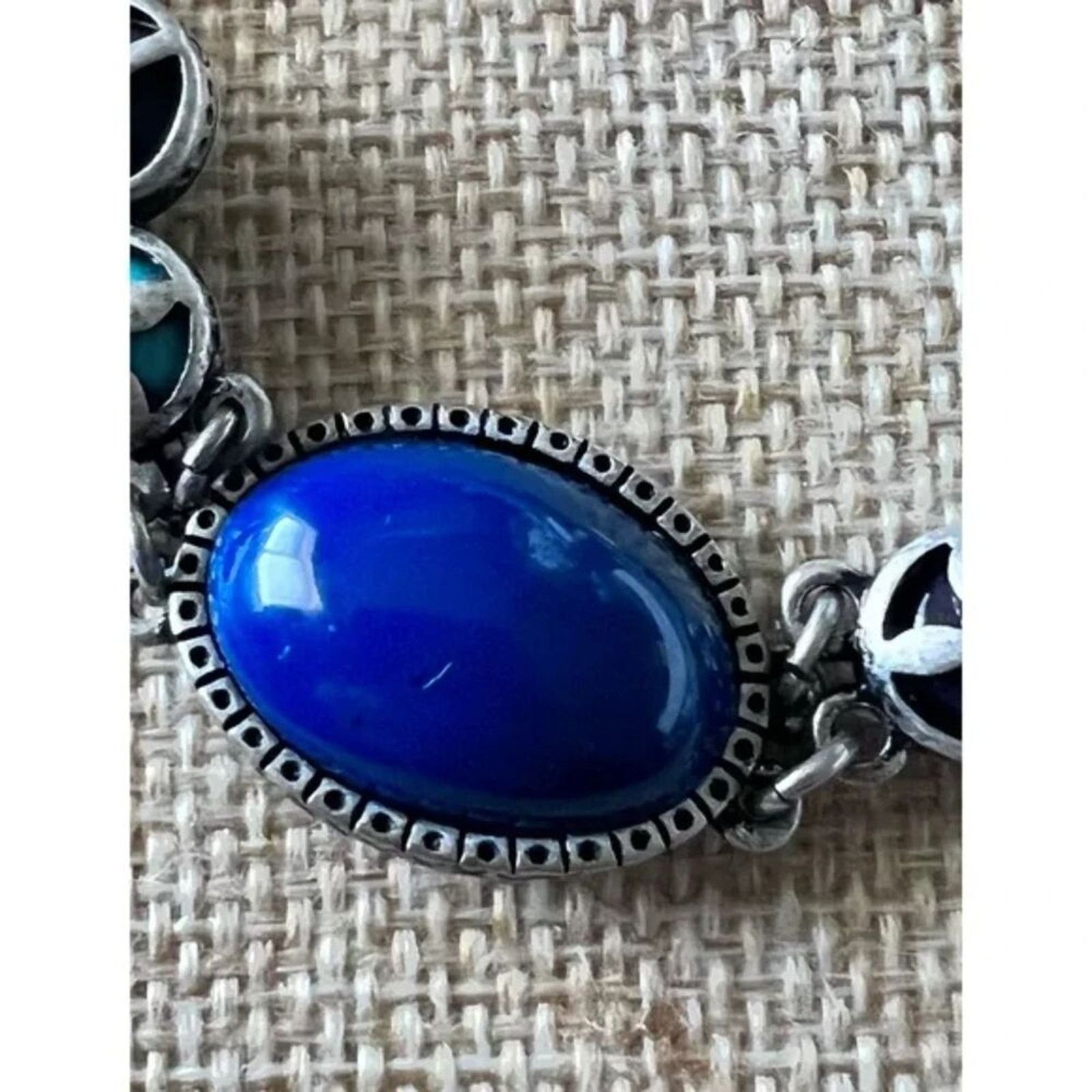 Other Bracelet Silver Tone Peace Signs Faux Stone 7” Size ONE SIZE - 7 Thumbnail