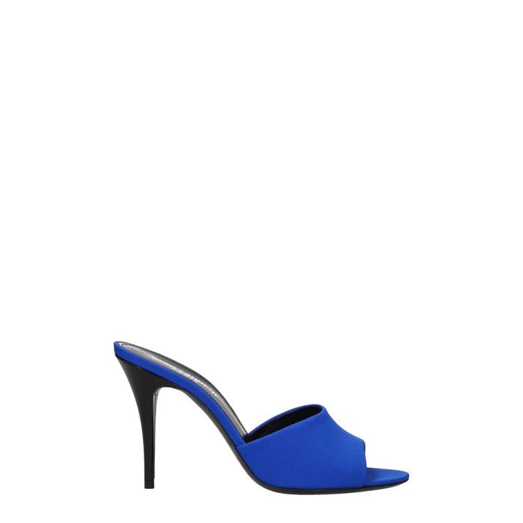 image of Saint Laurent Paris Oc11Z10524 La 16 Mule Shoess In Crepe In Blue Shoes, Women's (Size 8)