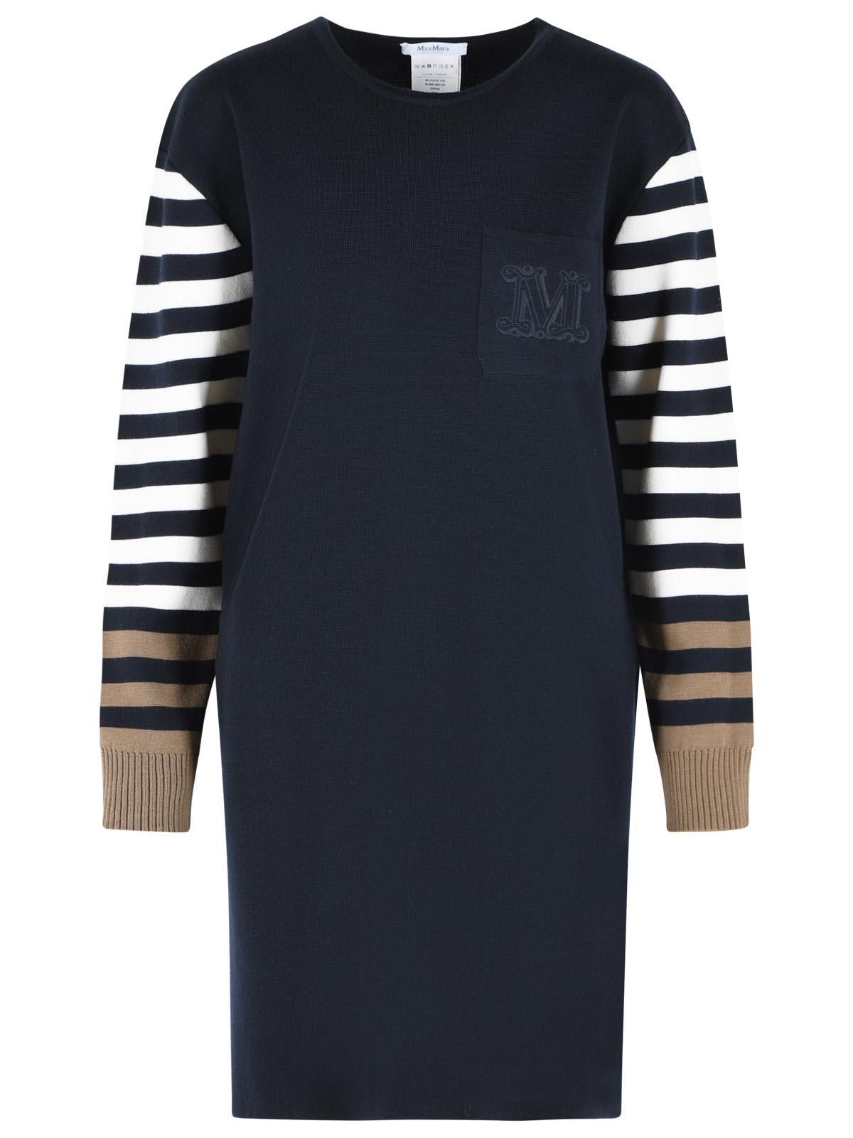 Max Mara MAX MARA Cotro 'Velo' Dress In Navy Blue Virgin Wool Size L / US 10 / IT 46 - 1 Thumbnail