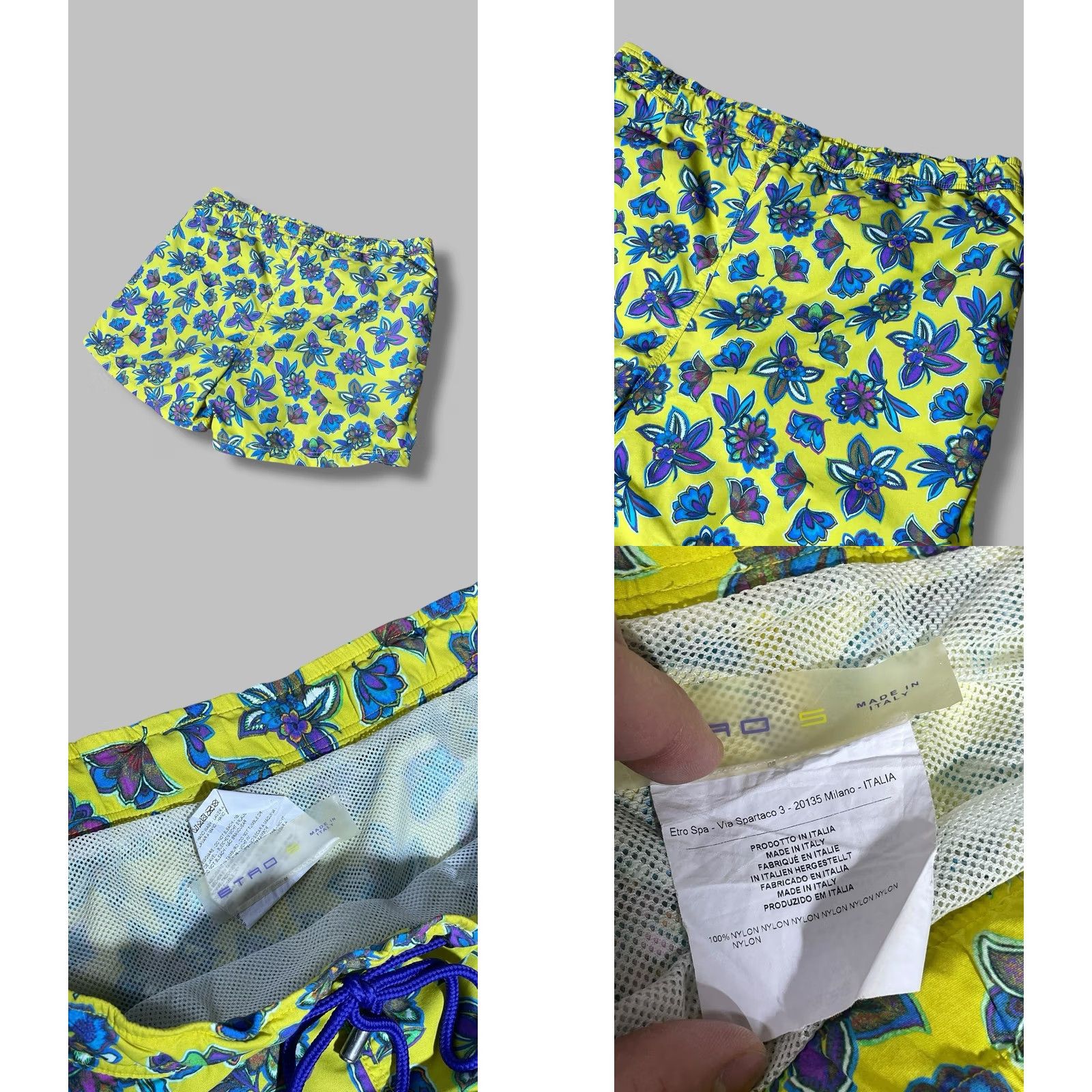 Etro Etro Men’s Floral Print Swim Shorts S Bottom Beach Multicolor Nylon Drawstring Pockets 90s? Size US 29 - 8 Thumbnail