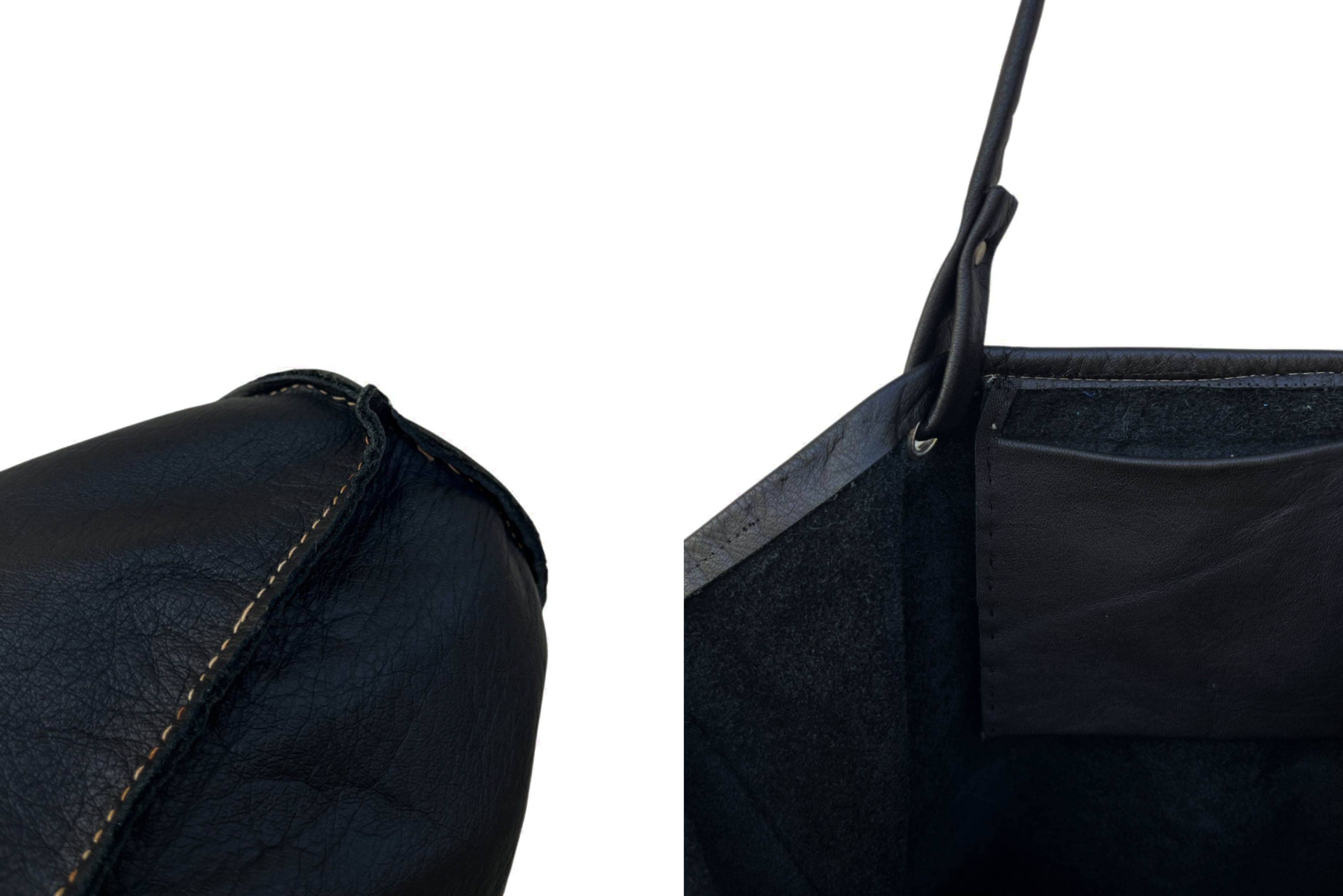 Vintage Light Weight handmade black genuine leather shoulder bag Size ONE SIZE - 7 Thumbnail