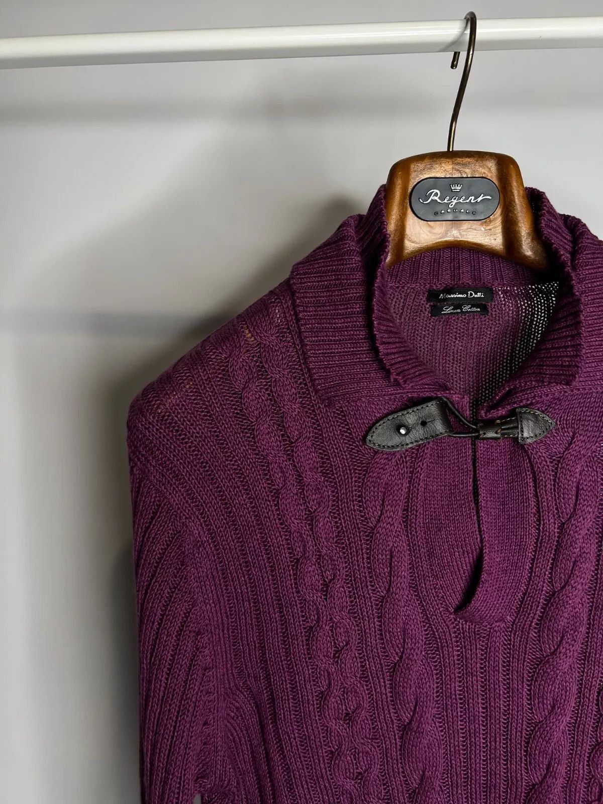 Massimo Dutti Massimo Dutti Purple Cable Knit Sweater XL Linen Cotton Size XL / US 12-14 / IT 48-50 - 2 Thumbnail