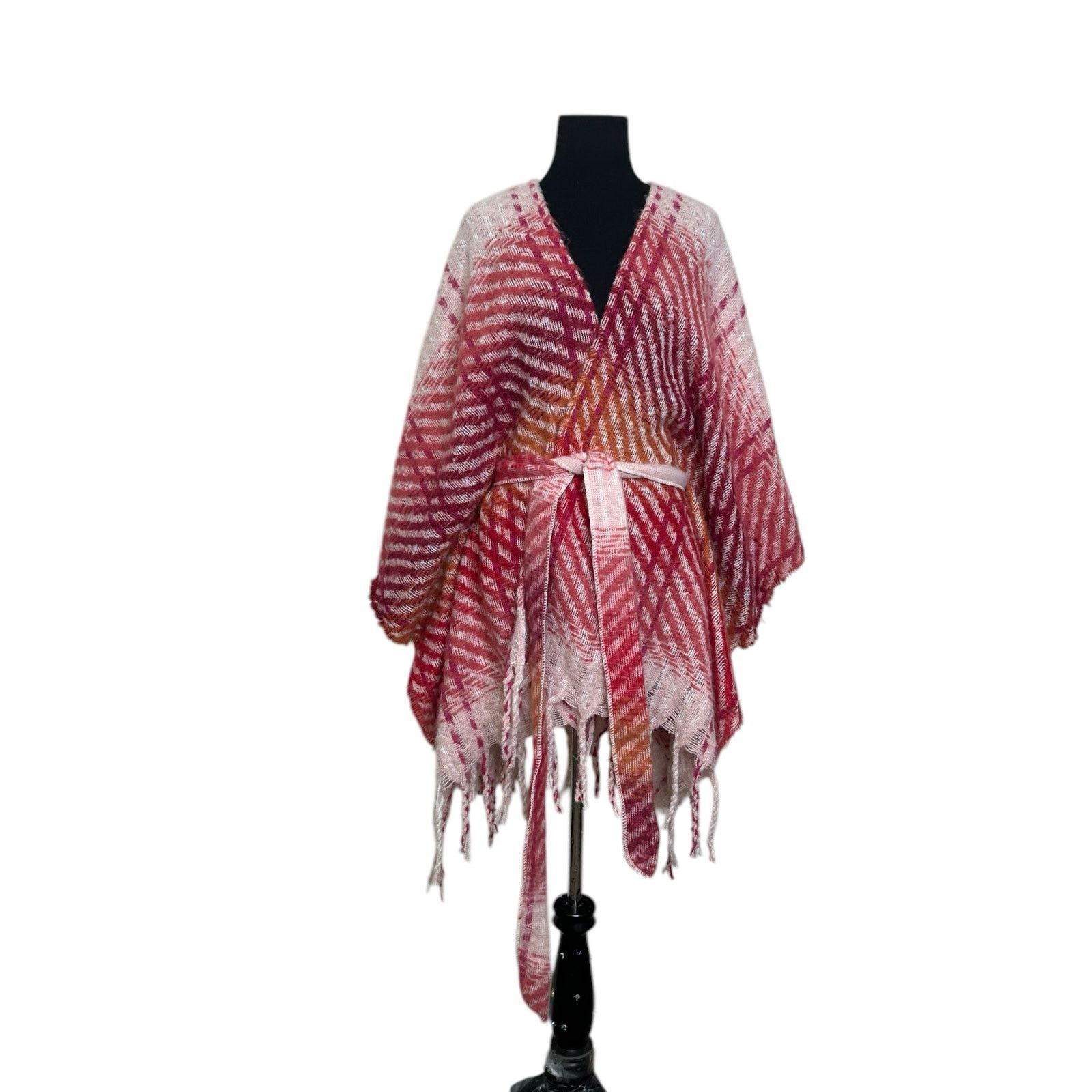 Vince Camuto Vince Camuto Striped Tie Waist Ruana Wrap size One Size Size ONE SIZE - 11 Thumbnail