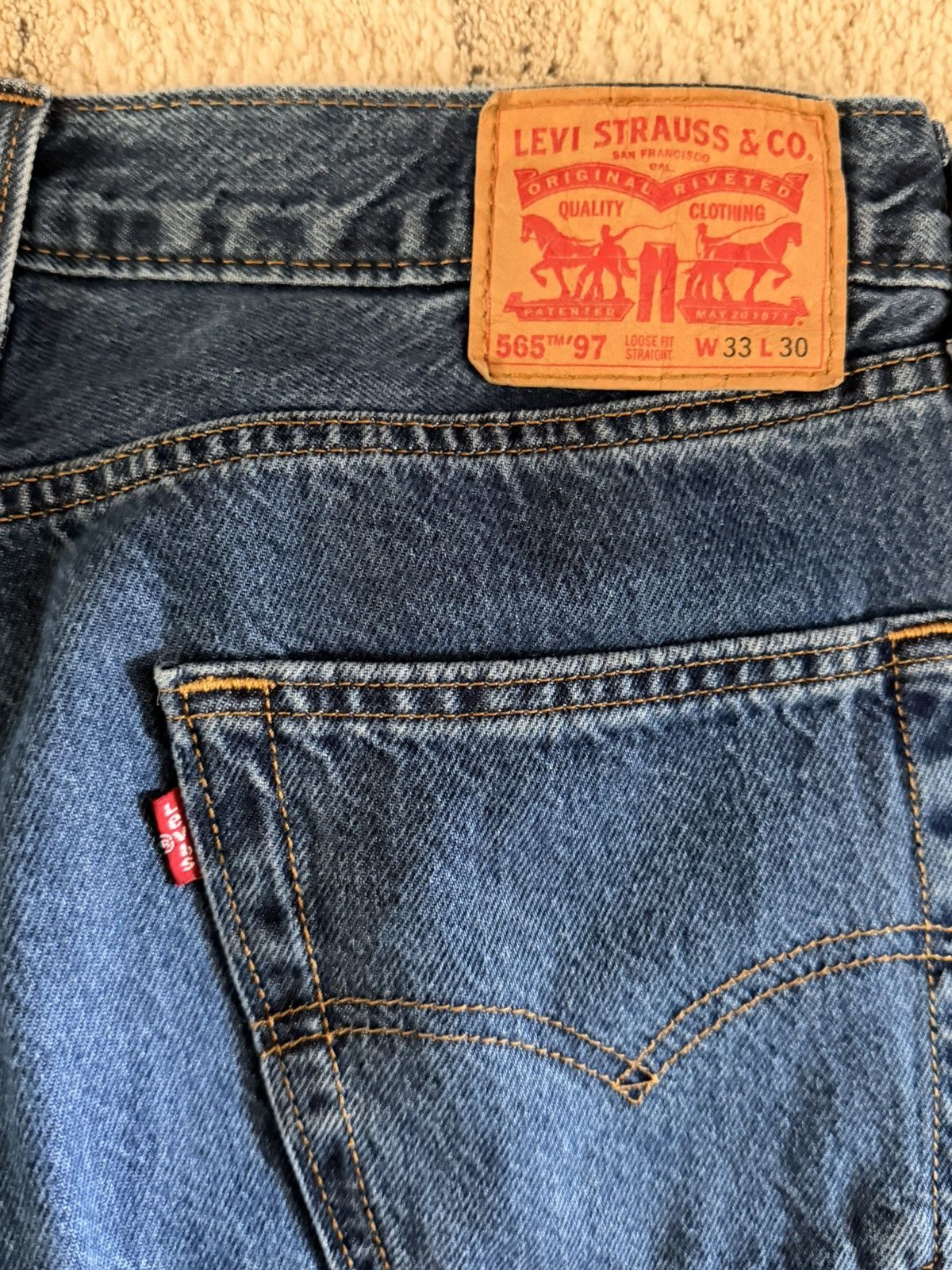 Levi's Baggy Levi Denim Jeans 565 97 Size US 33 - 3 Thumbnail