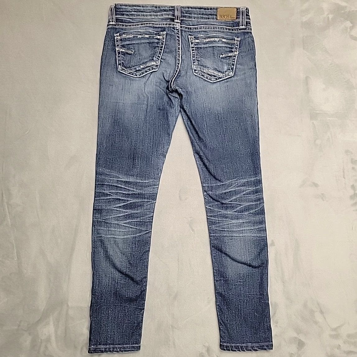 BKE VINTAGE Bke Jeans Womens 27x31.5 Blue Denim Stella Thick Whipstitch Western Cowboy Pants Size 27" / US 4 / IT 40 - 5 Thumbnail