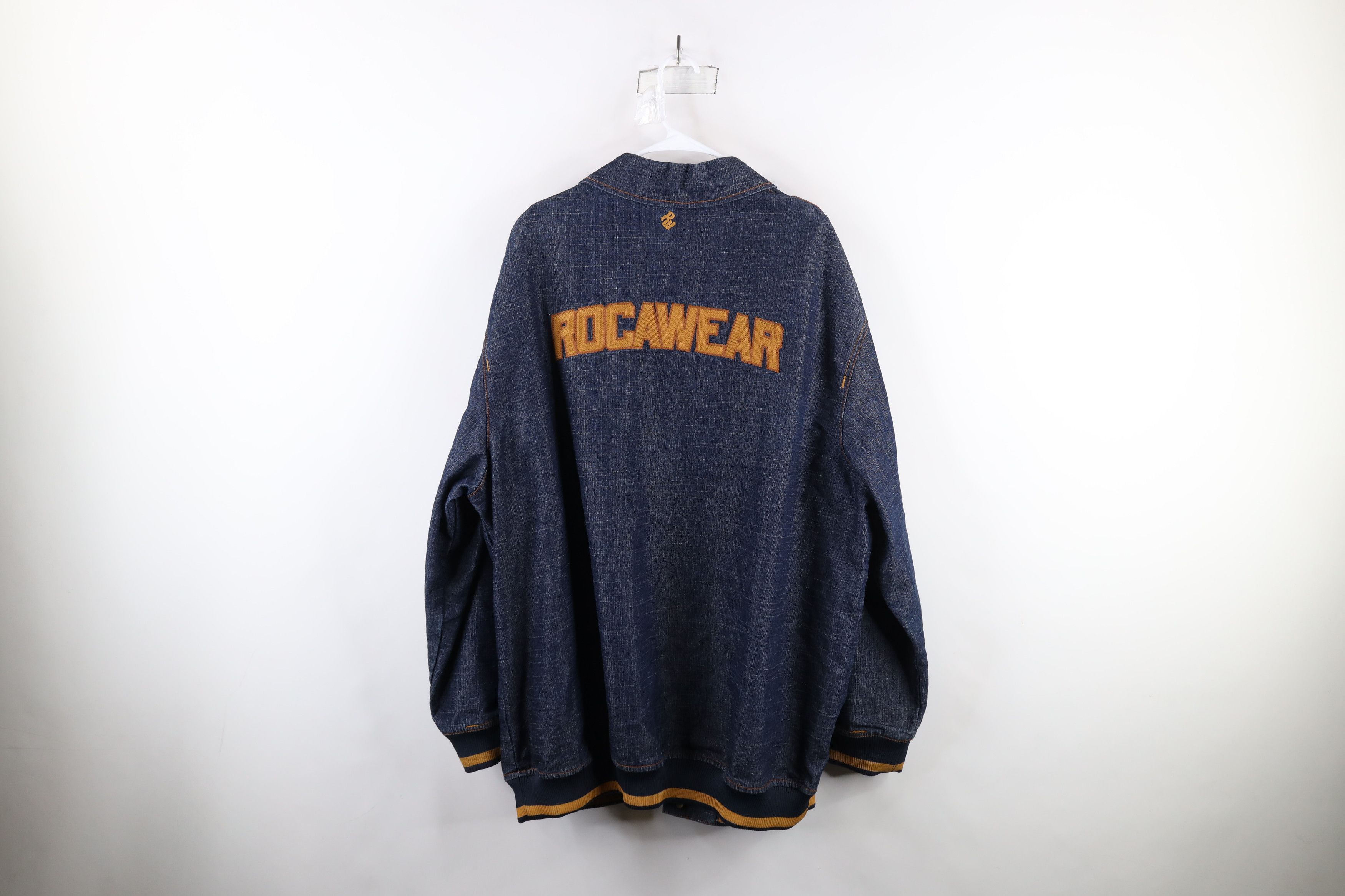 Rocawear × Vintage Vintage Rocawear Out Baggy Chainstitch Denim Bomber Jacket Size US XXL / EU 58 / 5 - 14 Thumbnail