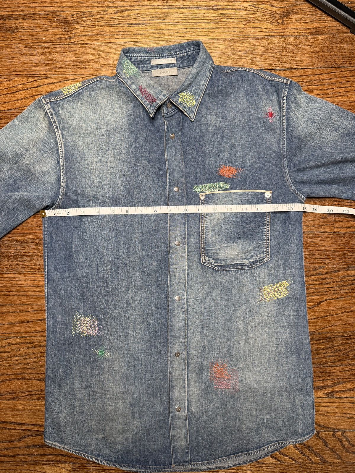 Dior Dior Stitch-Work Embroidery Denim Button Up- Hedi Slimane Size US S / EU 44-46 / 1 - 13 Thumbnail