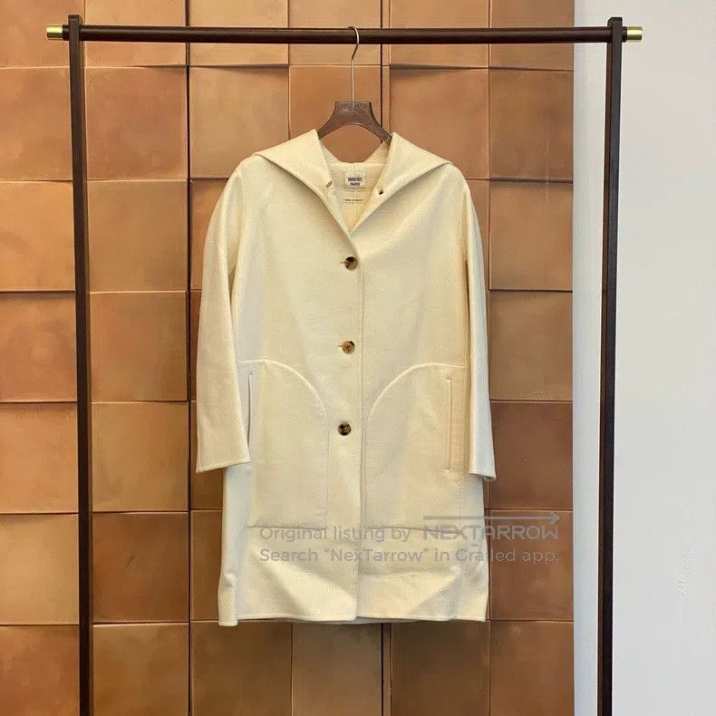 Hermes Hermes Ivory Shawl Collar Long Double-Faced Cashmere Coat Size XS / US 0-2 / IT 36-38 - 2 Thumbnail