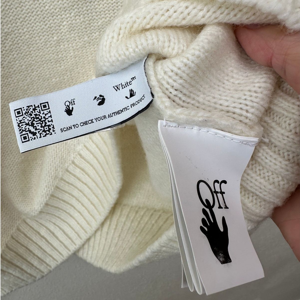 Off-White Off-White Reverse Arrow Diag Knit Crew Sweater White / Green Size US XL / EU 56 / 4 - 10 Thumbnail