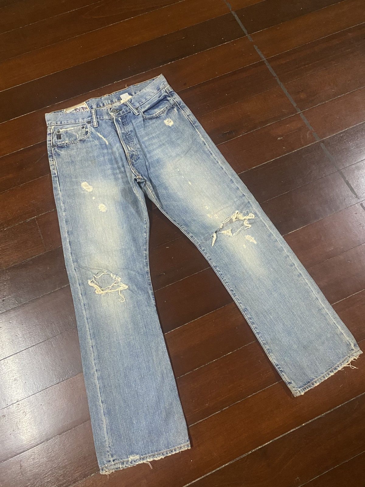 Abercrombie & Fitch Y2k Fitch Baggy Selvedge Vintage distressed mud wash Size US 32 / EU 48 - 2 Thumbnail