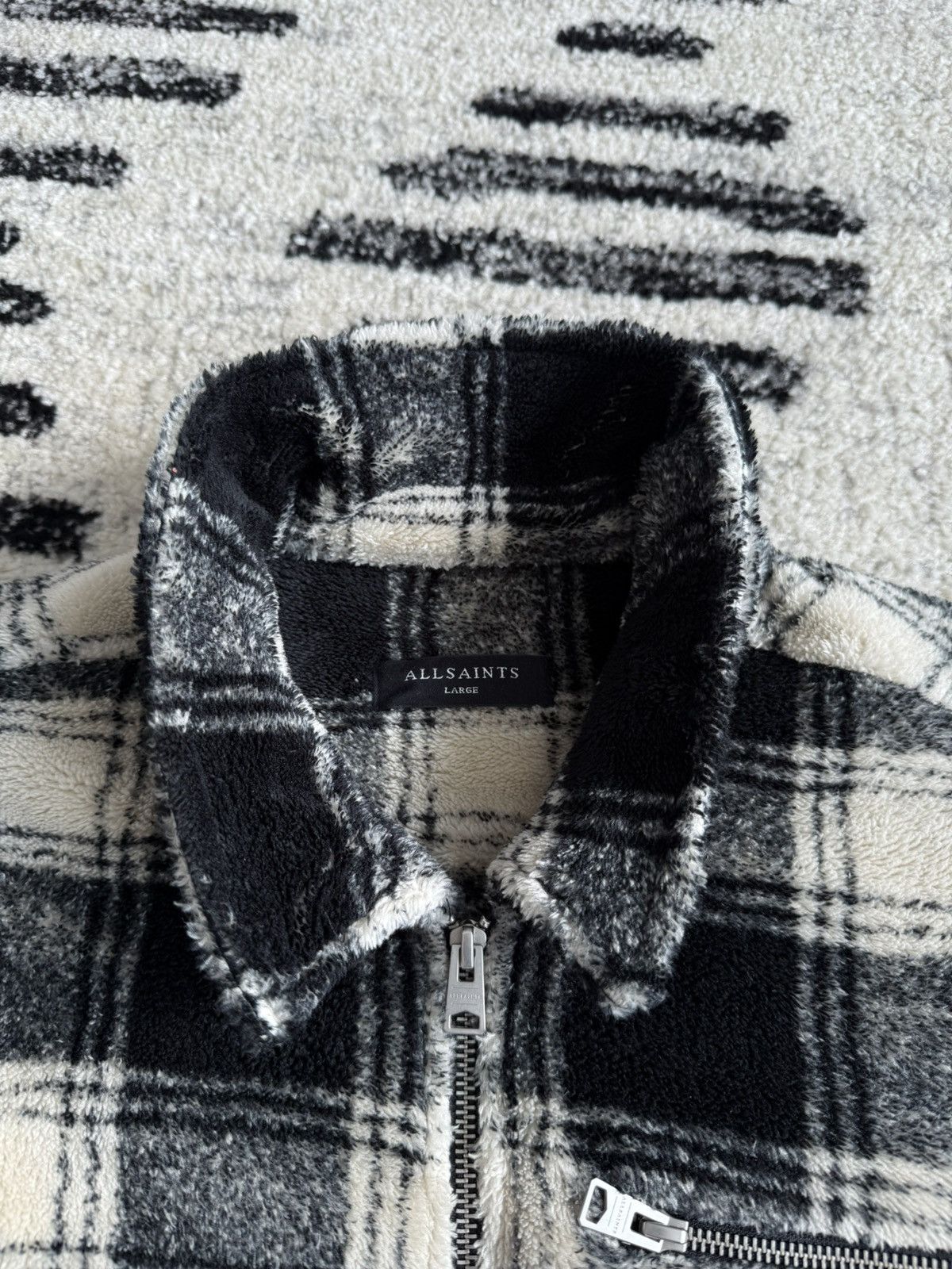 Allsaints Franco Teddy Fleece Plaid Jacket Size US L / EU 52-54 / 3 - 4 Thumbnail