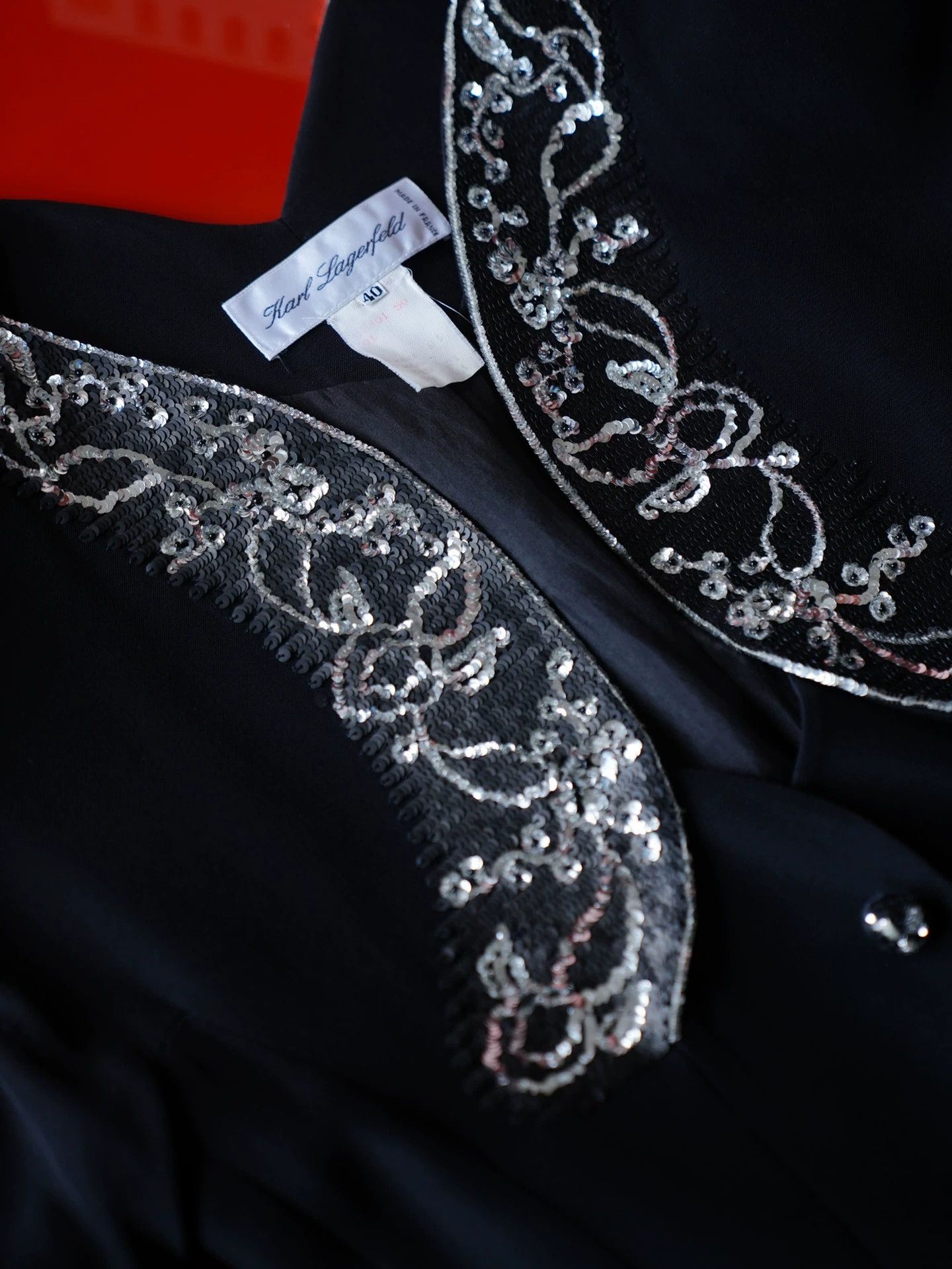 Karl Lagerfeld Karl Lagerfeld Vtg Beaded A-line Blazer Black Silver FR40 Size M / US 6-8 / IT 42-44 - 7 Thumbnail