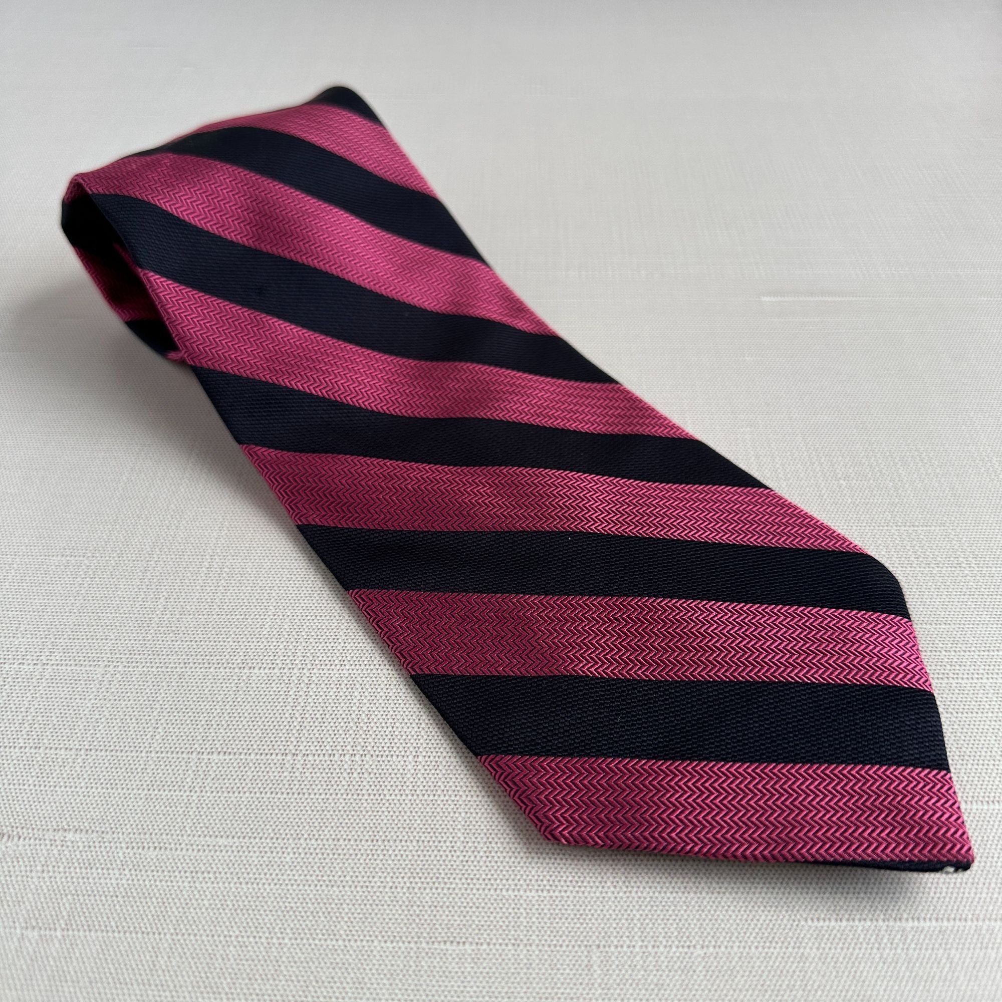 Cremieux Cremieux Pink Black Stripe Tie 57" Size ONE SIZE - 8 Thumbnail