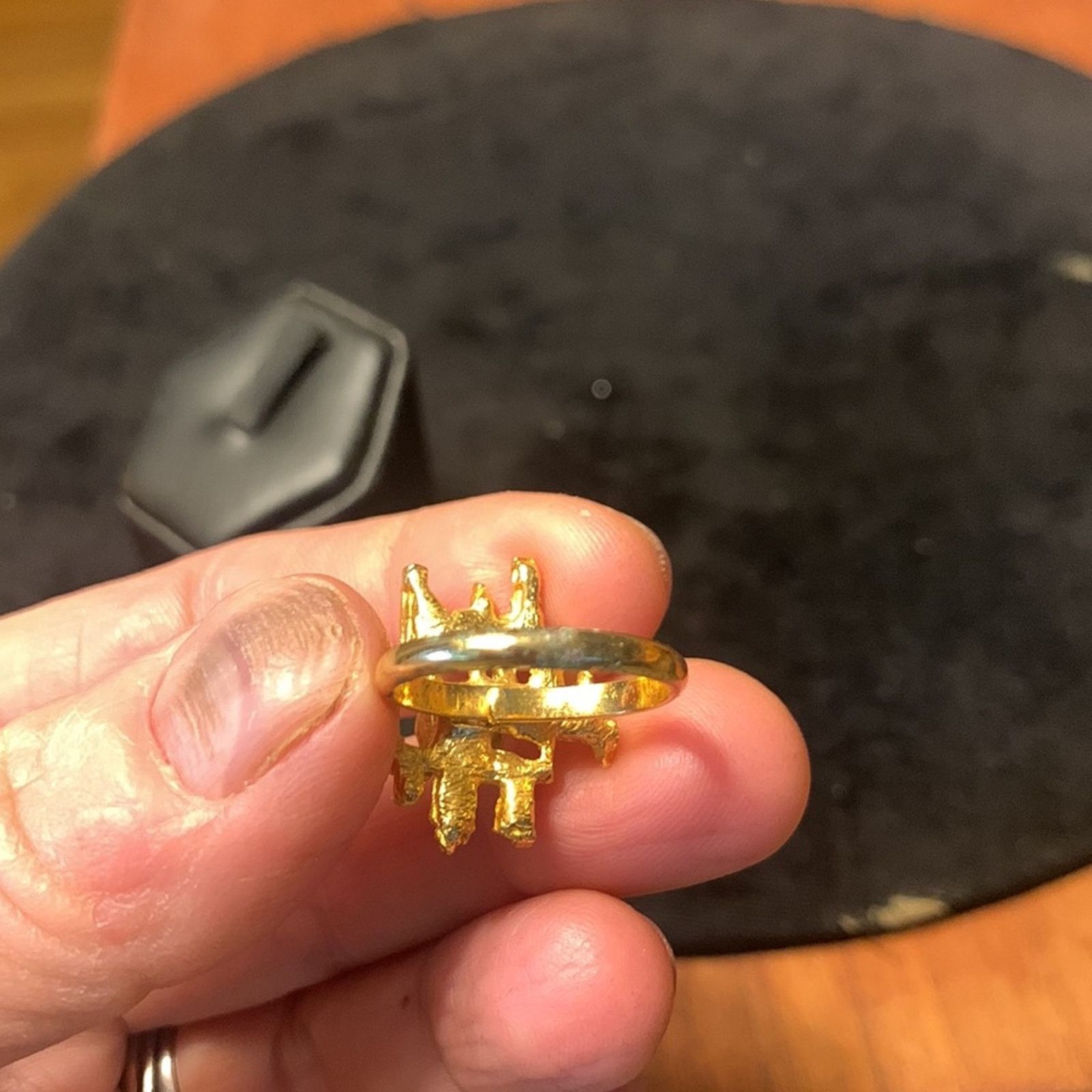 Vintage 70’s brutalist modernist adjustable golden ring faux pearl Size ONE SIZE - 6 Thumbnail
