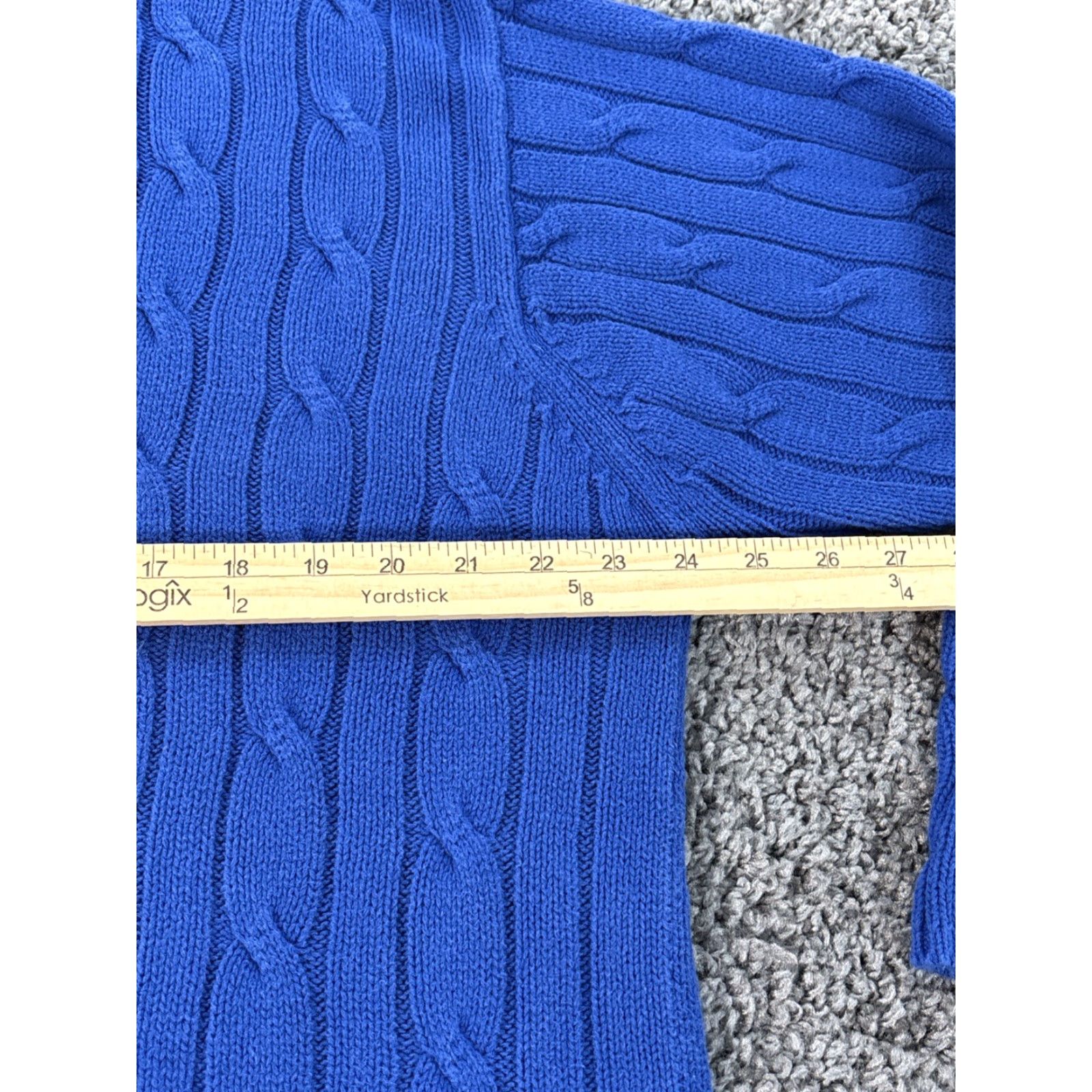 Talbots VINTAGE Talbots Cardigan Sweater Womens XL Blue Vneck Cotton Fisherman 90s Ladies Knit Cardigan Size XL / US 12-14 / IT 48-50 - 3 Thumbnail