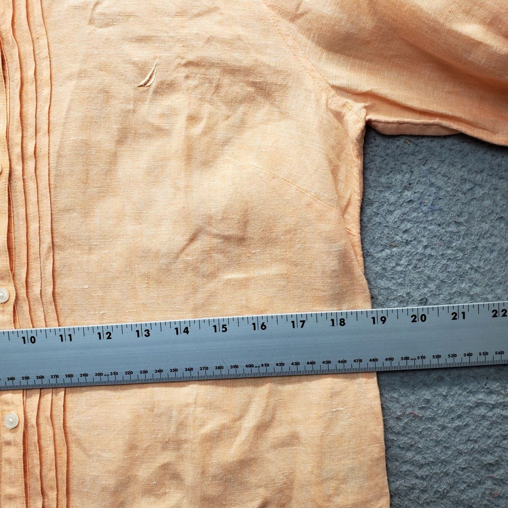 Nautica Nautica Shirt Women Size M Orange Linen Pintuck Embroidered Logo Roll Tab Sleeve Size M / US 6-8 / IT 42-44 - 4 Thumbnail
