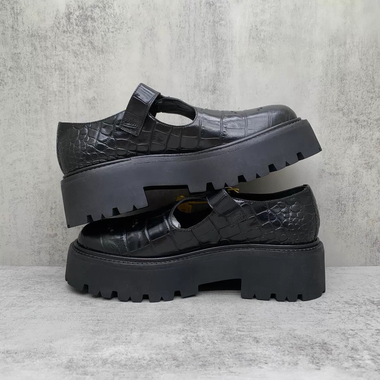 Celine Celine Black thick-soled croc-embossed Mary Jane loafer 37 Size US 6.5 / IT 36.5 - 3 Thumbnail