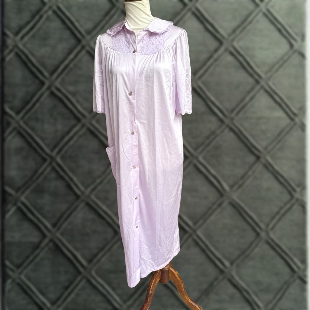 Vintage VINTAGE Nancy King Purple Nightgown Lingerie One Piece Small Nylon USA Women Nightgown Womens Small Nylon Nightgown Size ONE SIZE - 1 Thumbnail
