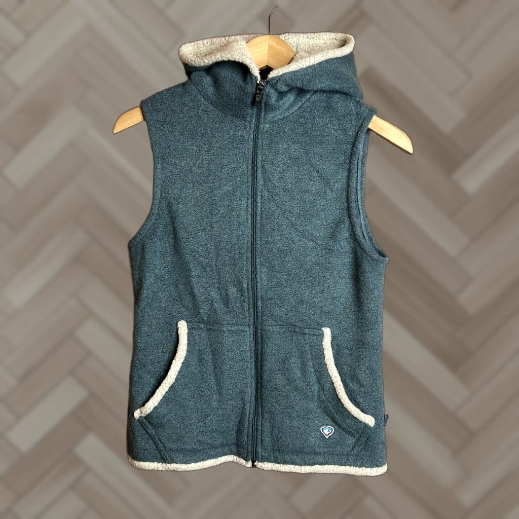 Vintage Kuhl Alaska Womens Vest Size S Blue Hooded Full Zip Lined Sherpa Jacket Sleeveless Casual Outdoor Size S / US 4 / IT 40 - 1 Thumbnail