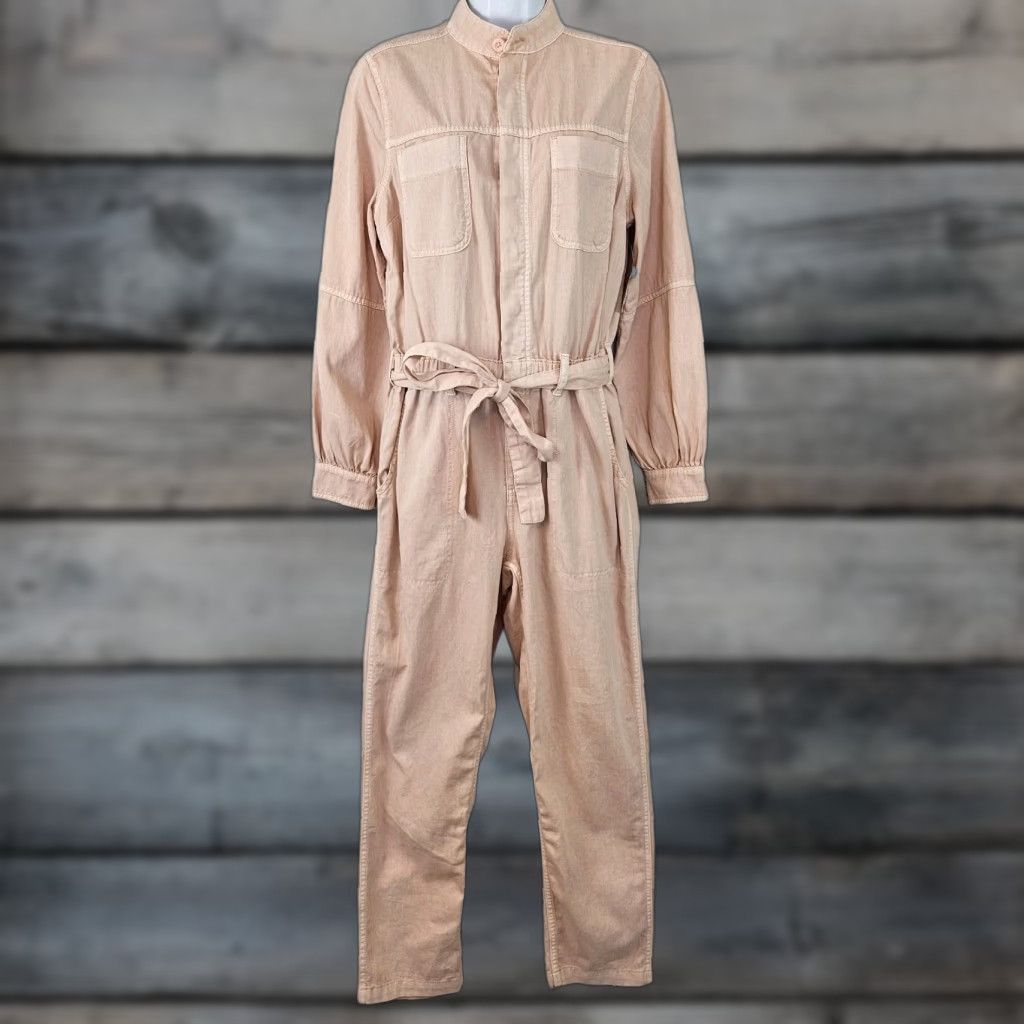 Old Navy Old Navy Womens Jumpsuit Sz Small Pink Long Sleeve Belted Cotton Size S / US 4 / IT 40 - 1 Thumbnail