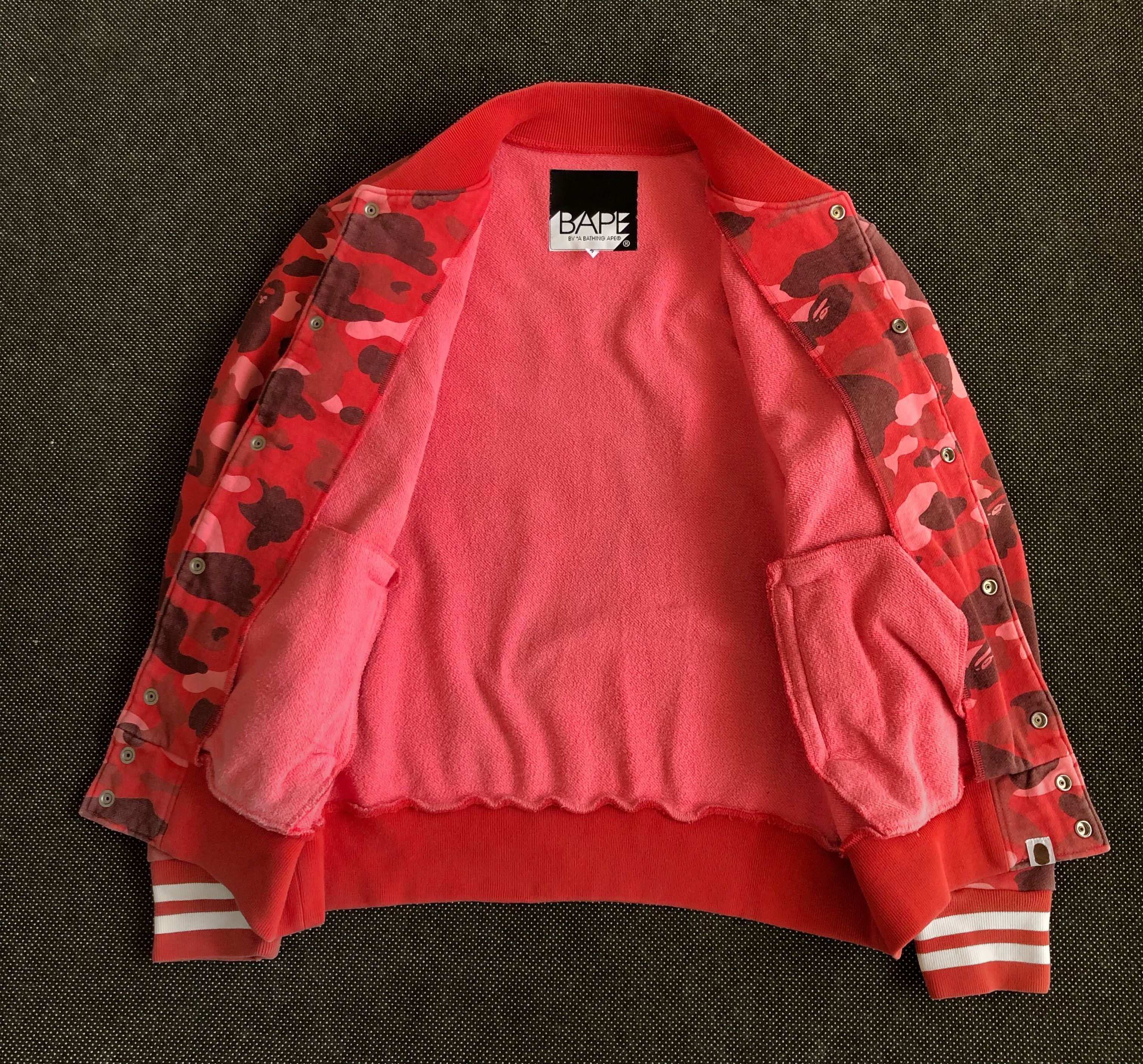 Bape RARE🔥BAPE OG RED CAMO SWEAT VARSITY JACKET Size US L / EU 52-54 / 3 - 4 Thumbnail
