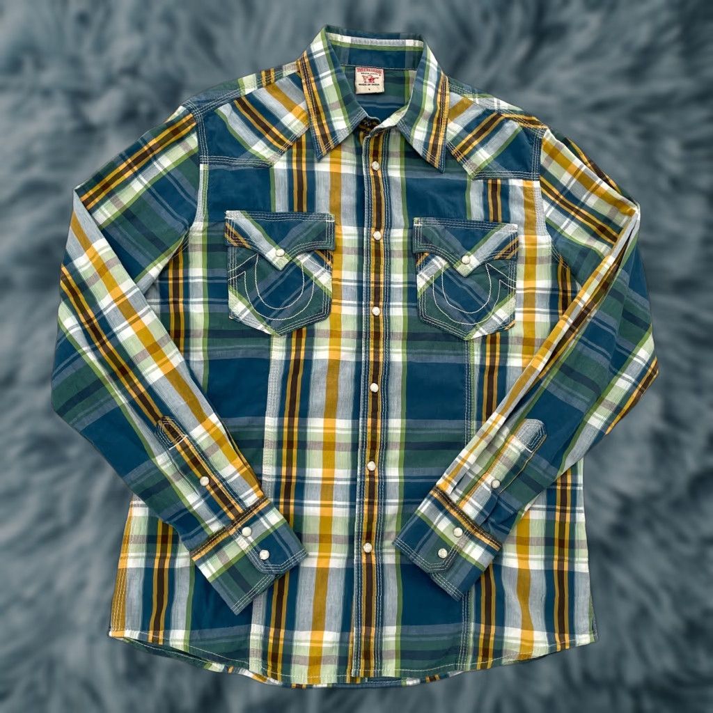 True Religion True Religion Shirt Men Large Blue Plaid Western Pearl Snap Long Sleeve L Mens Jacket? Size US L / EU 52-54 / 3 - 1 Thumbnail