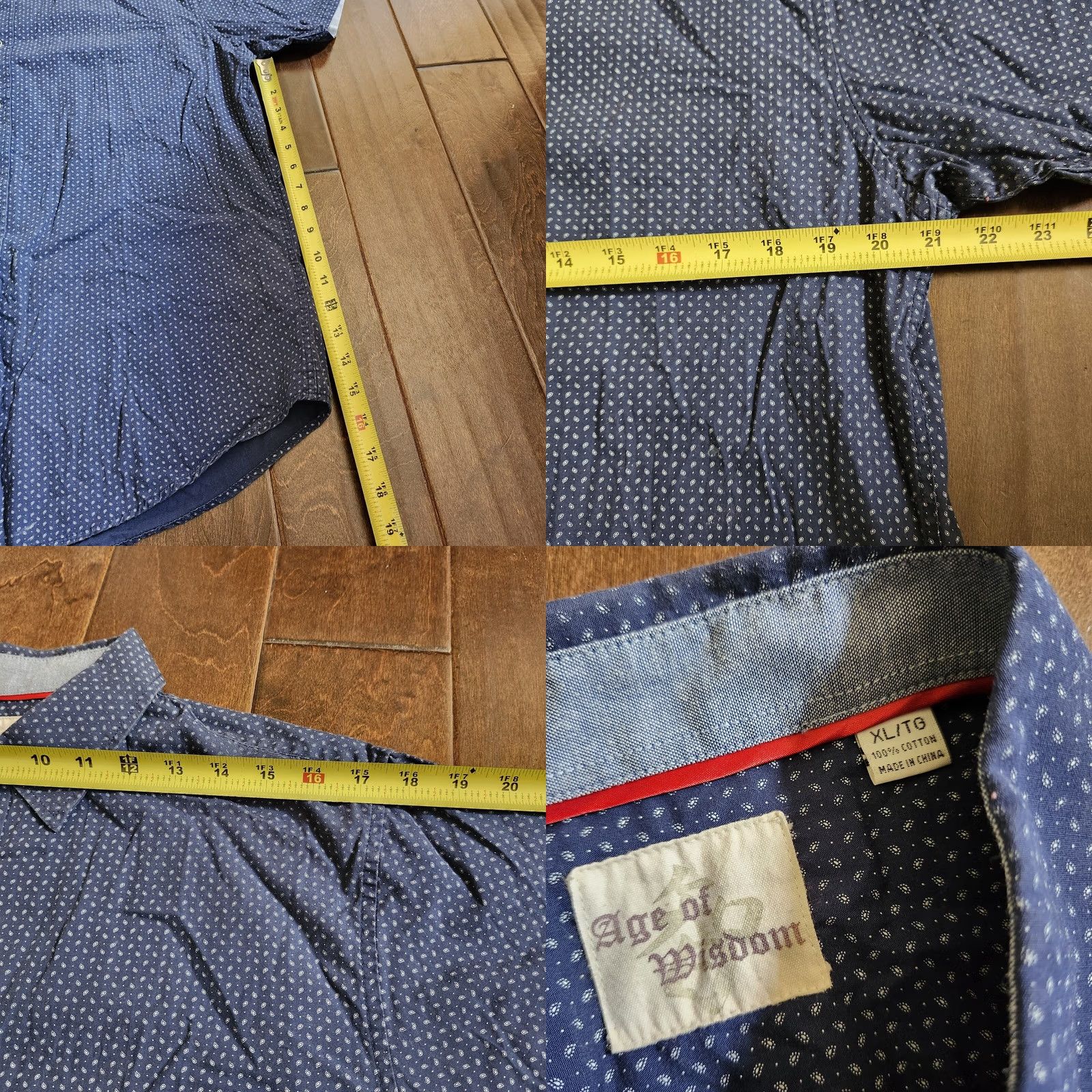 Vintage Age Of Wisdom Shirt Junior Button-Up Short Sleeve XL Boys Regular Blue Western Classic Summer Spring Men’s Boys? Size US XL / EU 56 / 4 - 8 Thumbnail