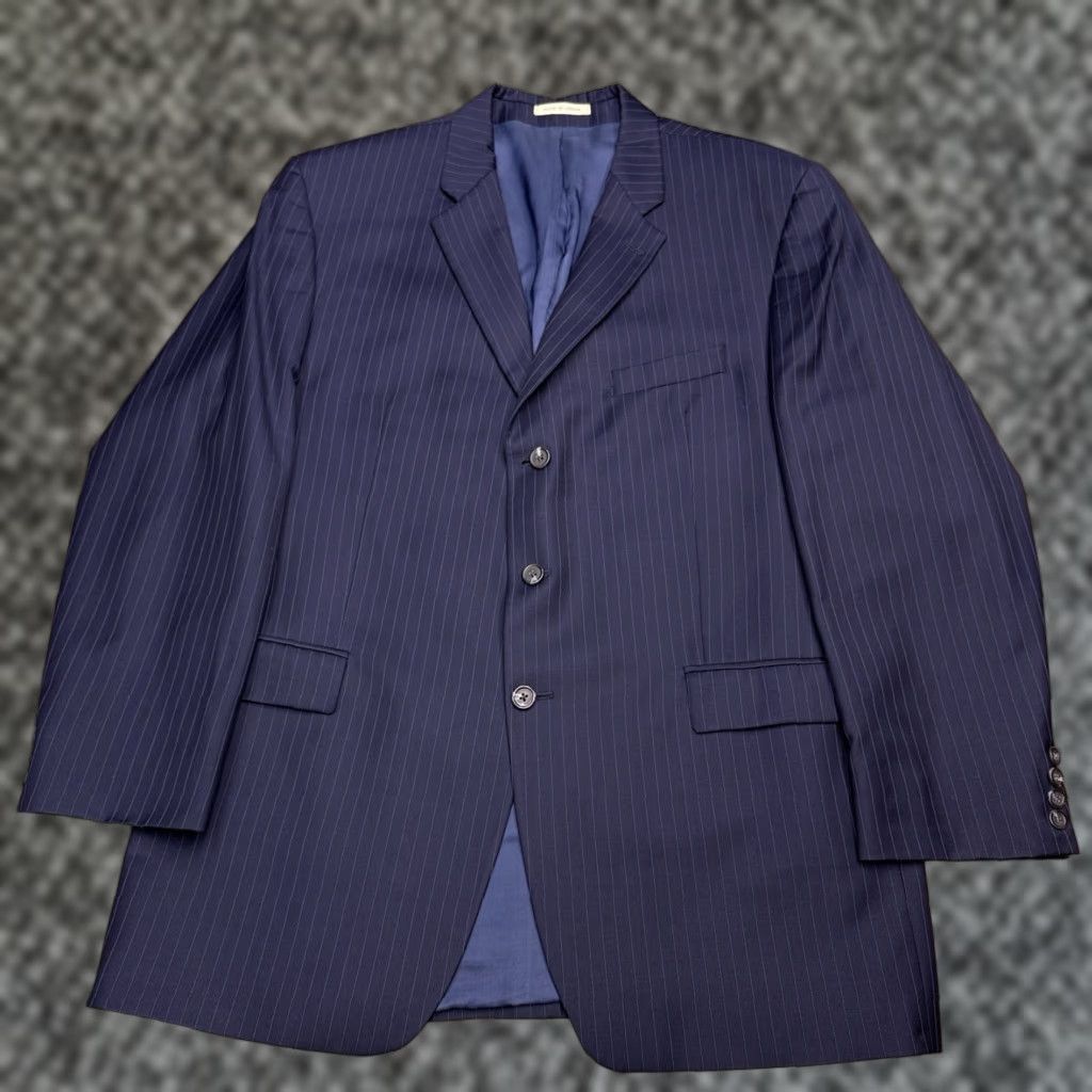 Ralph Lauren Lauren Ralph Lauren Suit Jacket Blazer Men 48 Long Navy Wool Striped Notch Lapel Two-Button Single-Breasted Dry Clean Only Size 48R - 1 Thumbnail